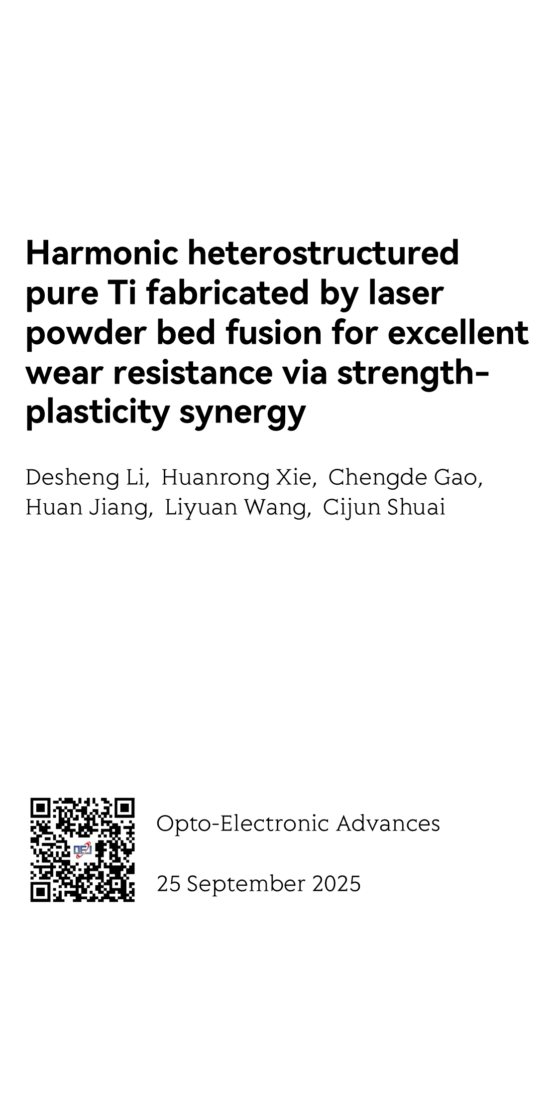 Harmonic heterostructured pure Ti fabricated by laser powder bed fusion for excellent wear resistance via strength-plasticity synergy_1