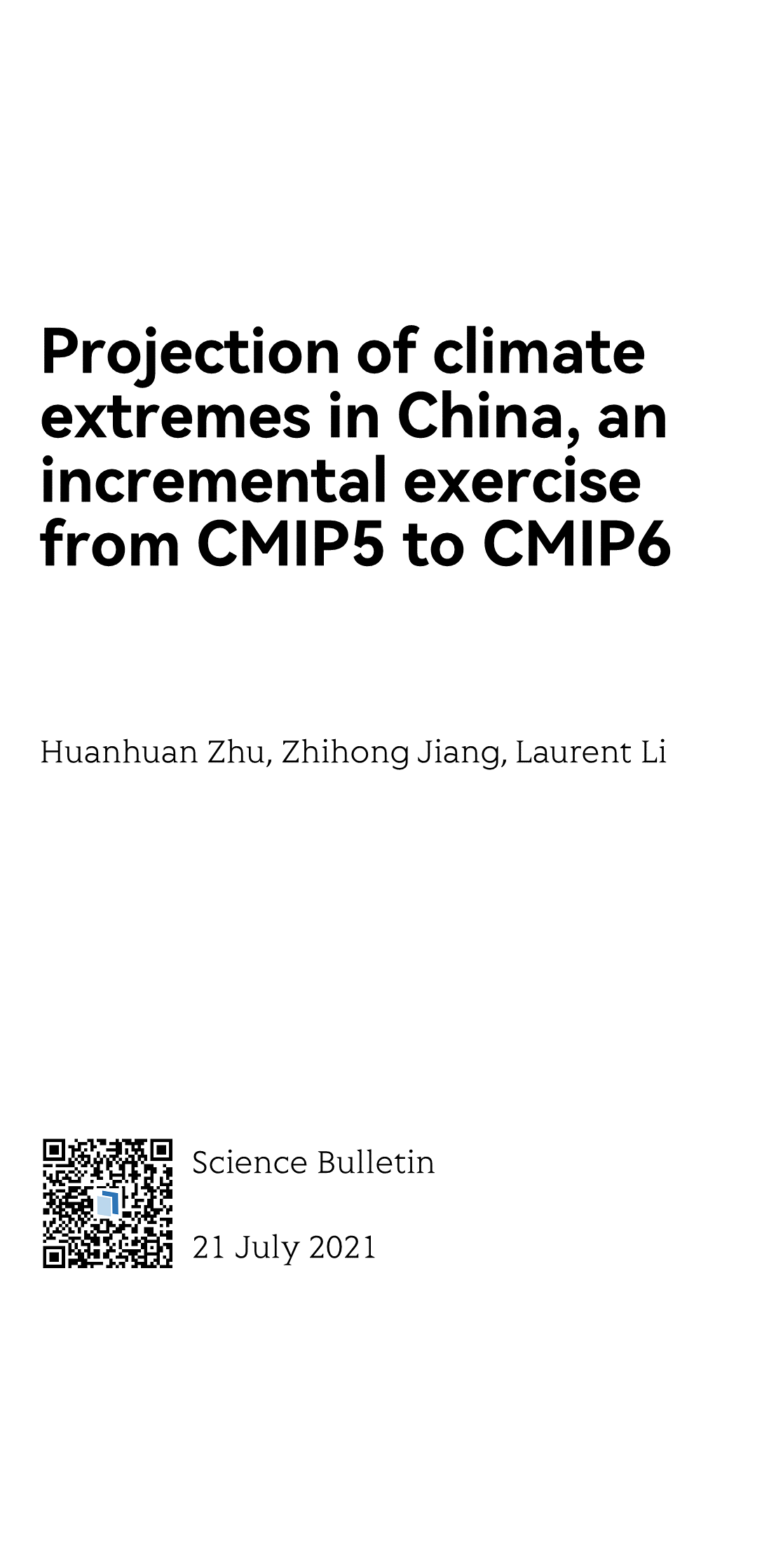 Projection of climate extremes in China, an incremental exercise from CMIP5 to CMIP6_1