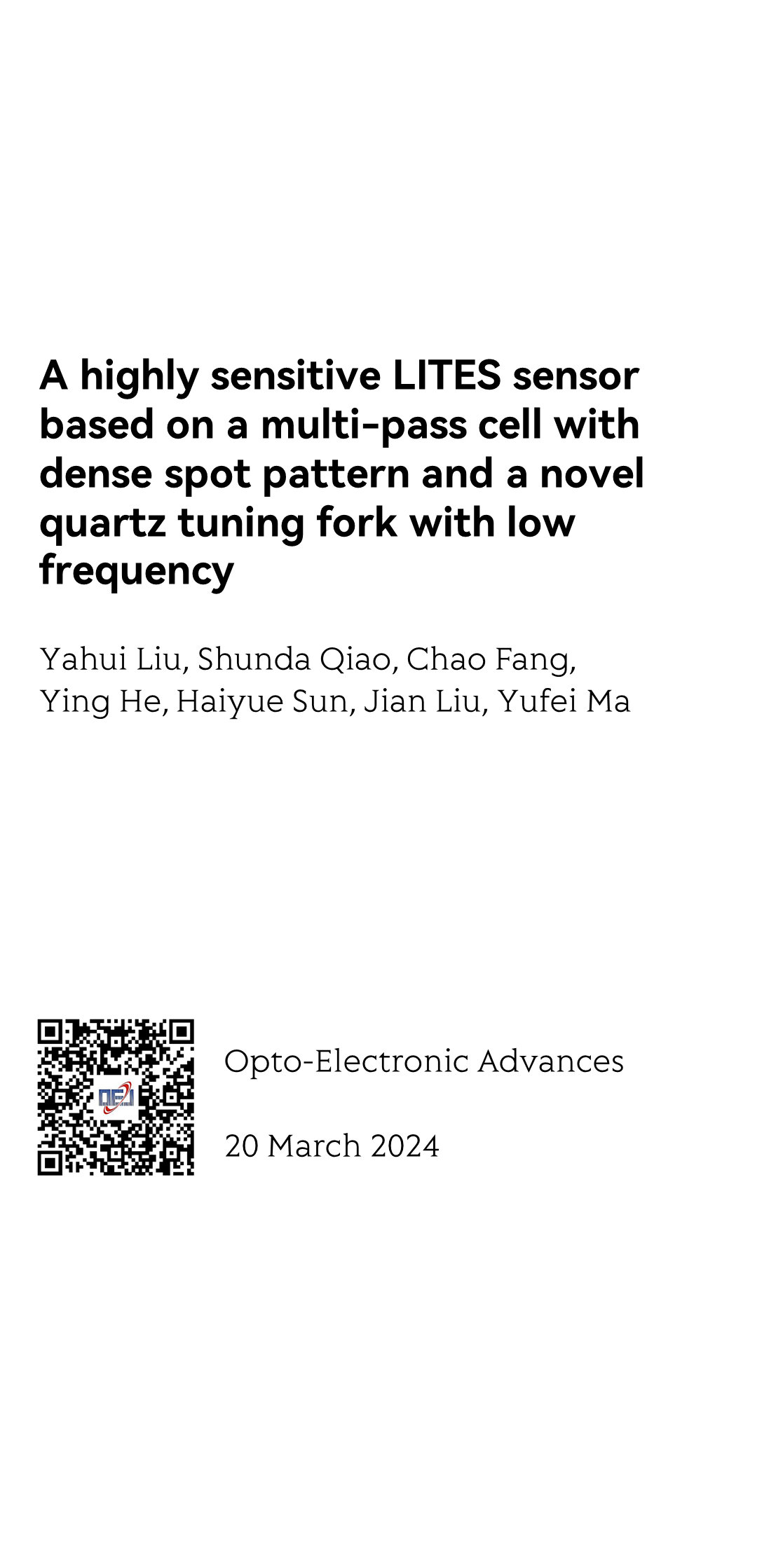 A highly sensitive LITES sensor based on a multi-pass cell with dense spot pattern and a novel quartz tuning fork with low frequency_1