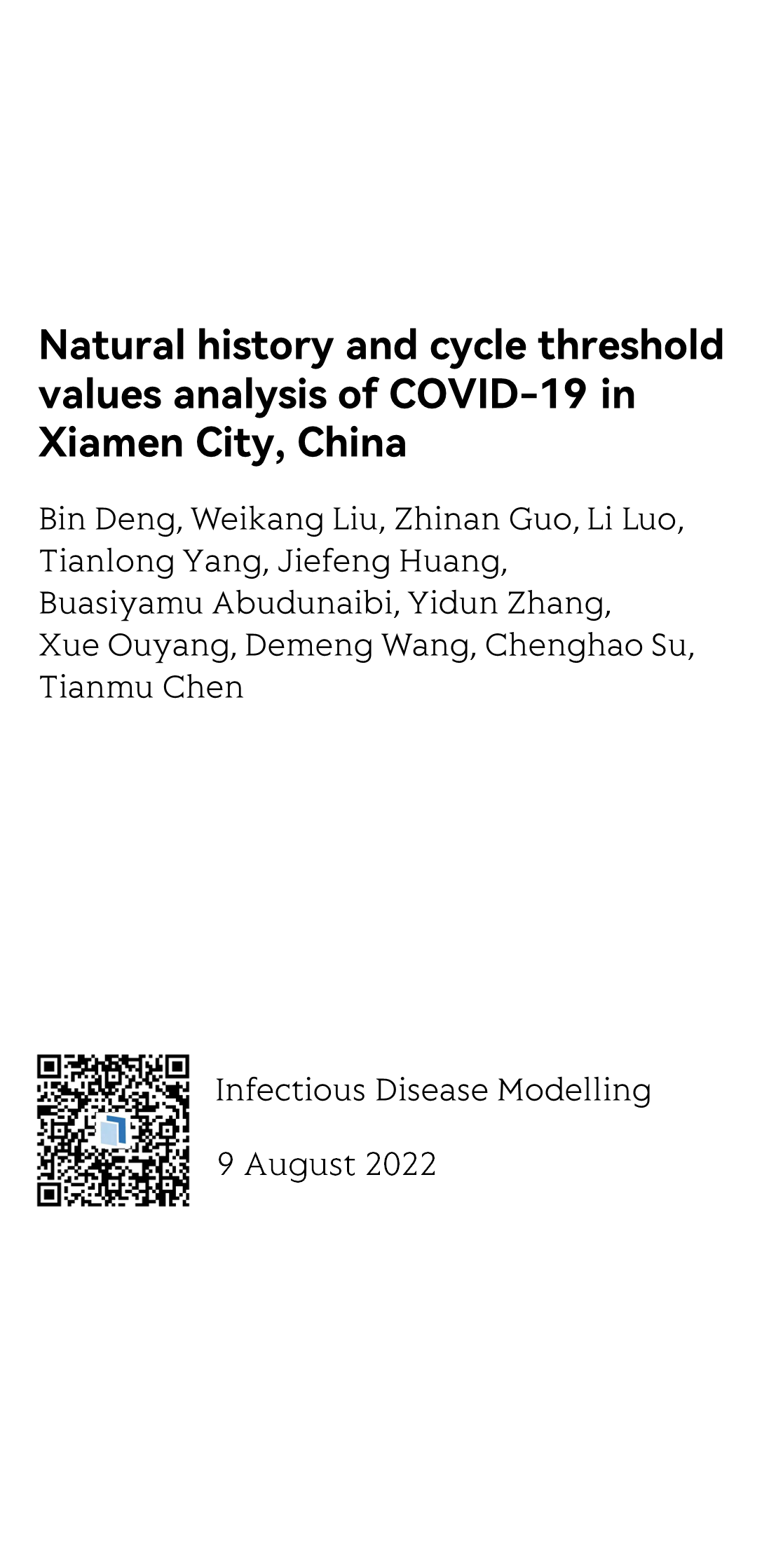 Natural history and cycle threshold values analysis of COVID-19 in Xiamen City, China_1