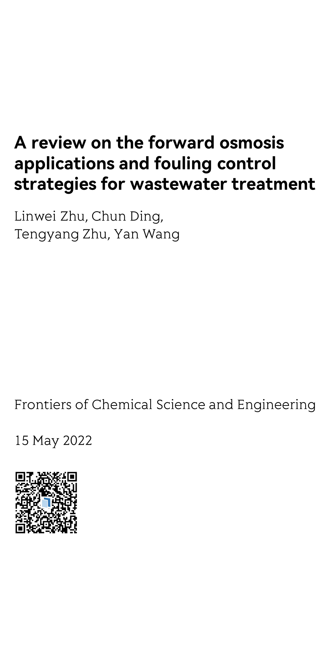 A review on the forward osmosis applications and fouling control strategies for wastewater treatment_1