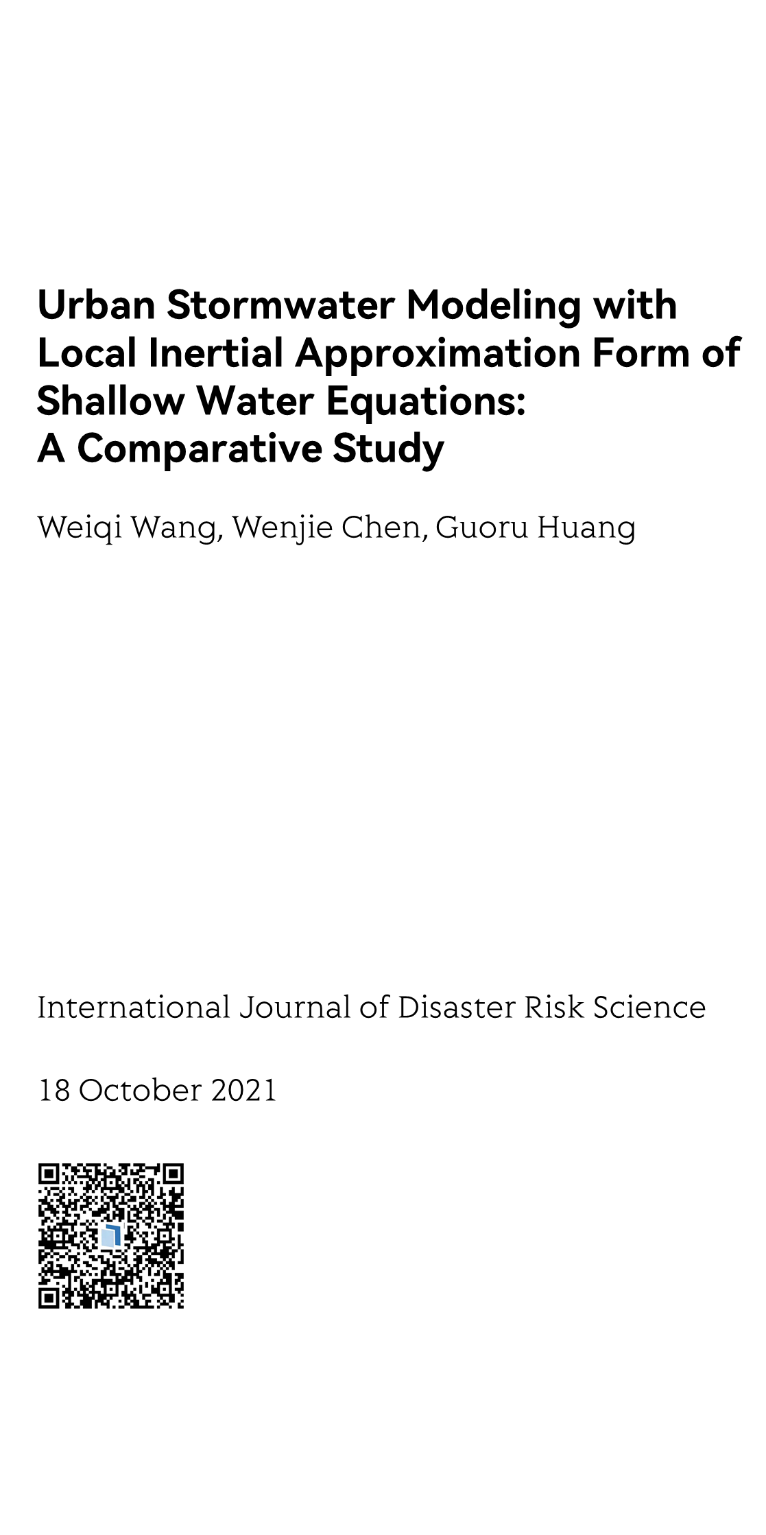 Urban Stormwater Modeling with Local Inertial Approximation Form of Shallow Water Equations: A Comparative Study_1