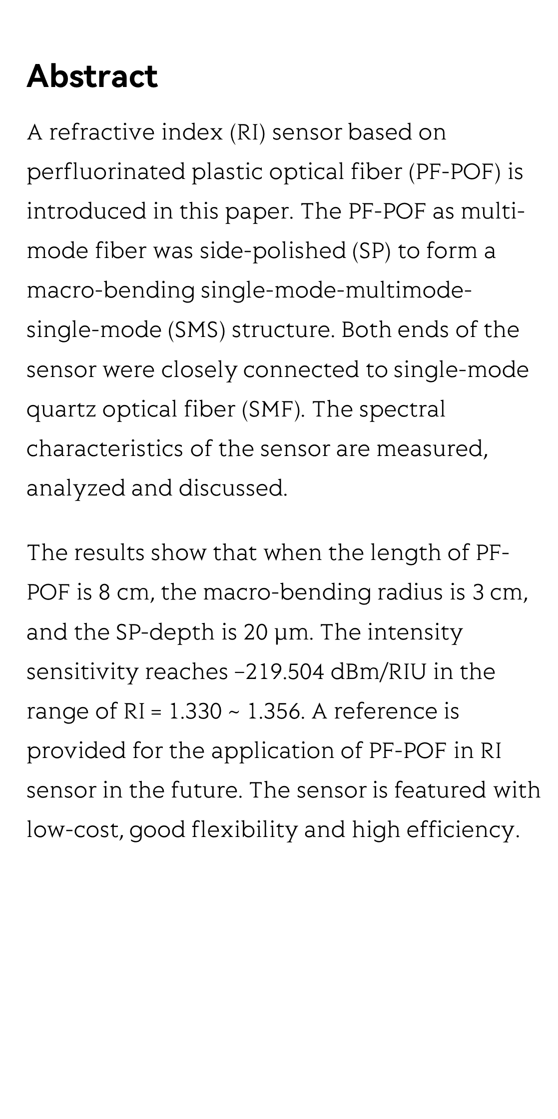 Side-polished SMS based RI sensor employing macro-bending perfluorinated POF_2