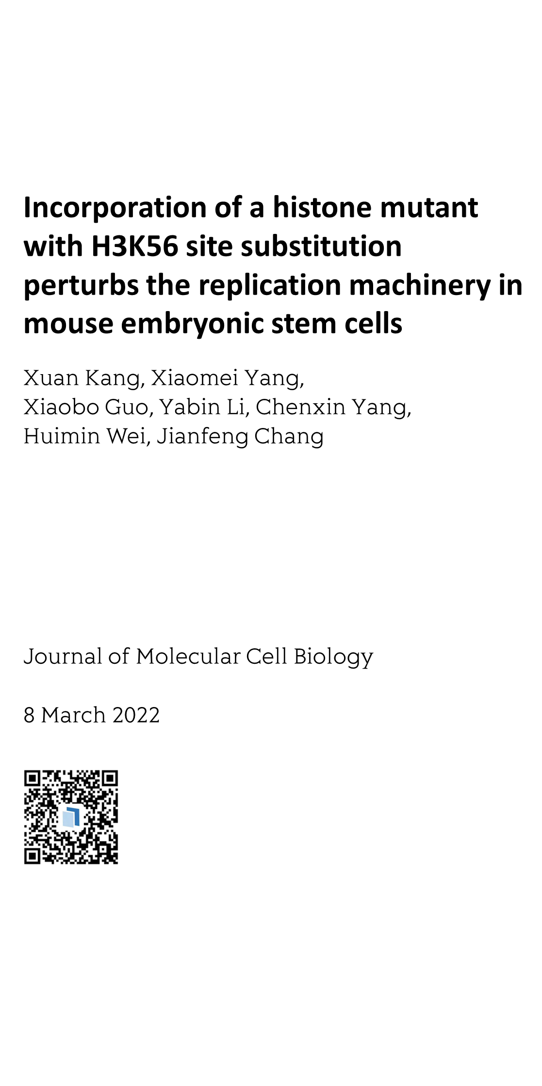 Incorporation of a histone mutant with H3K56 site substitution perturbs the replication machinery in mouse embryonic stem cells_1