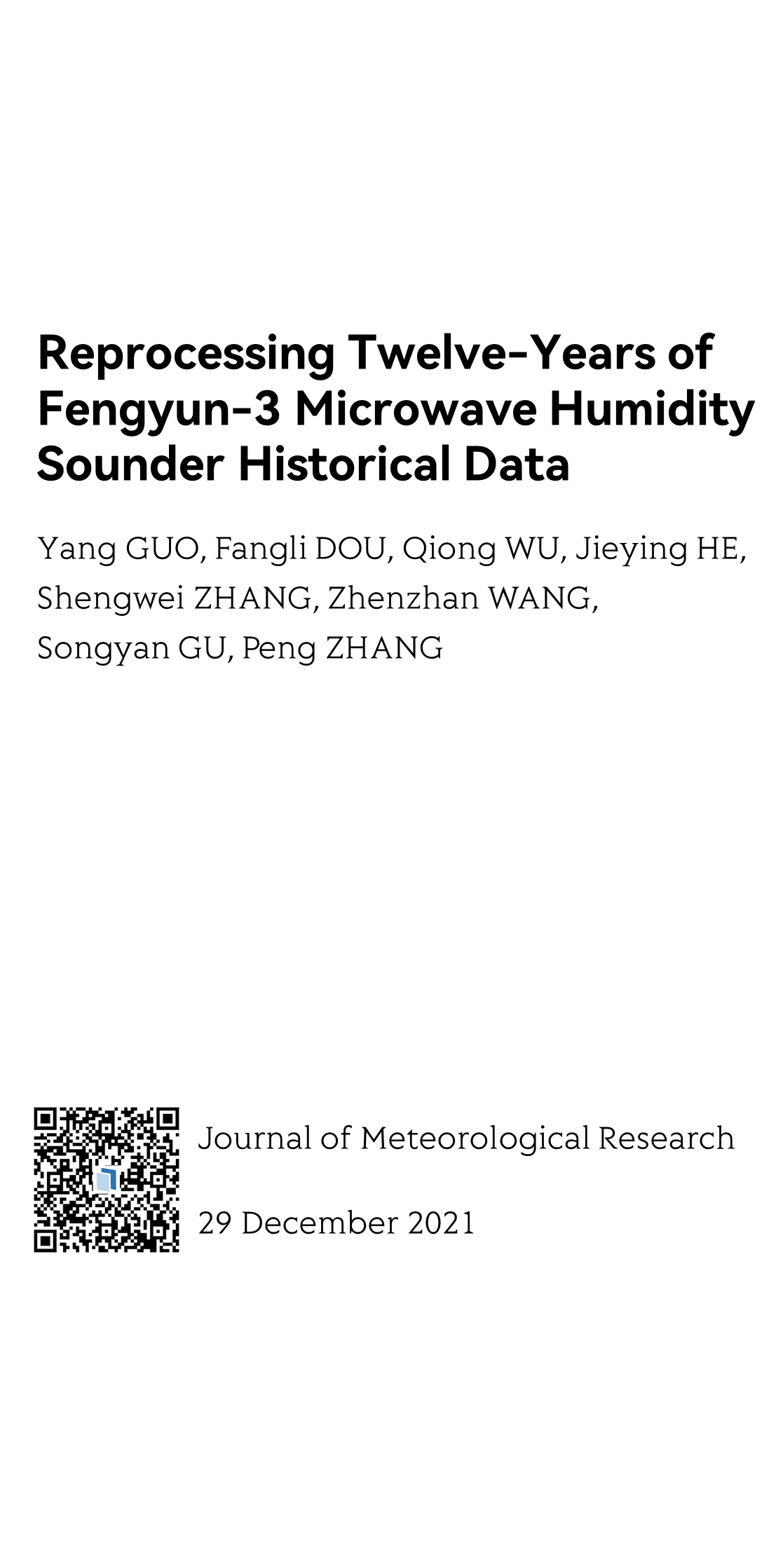 Reprocessing Twelve-Years of Fengyun-3 Microwave Humidity Sounder Historical Data_1