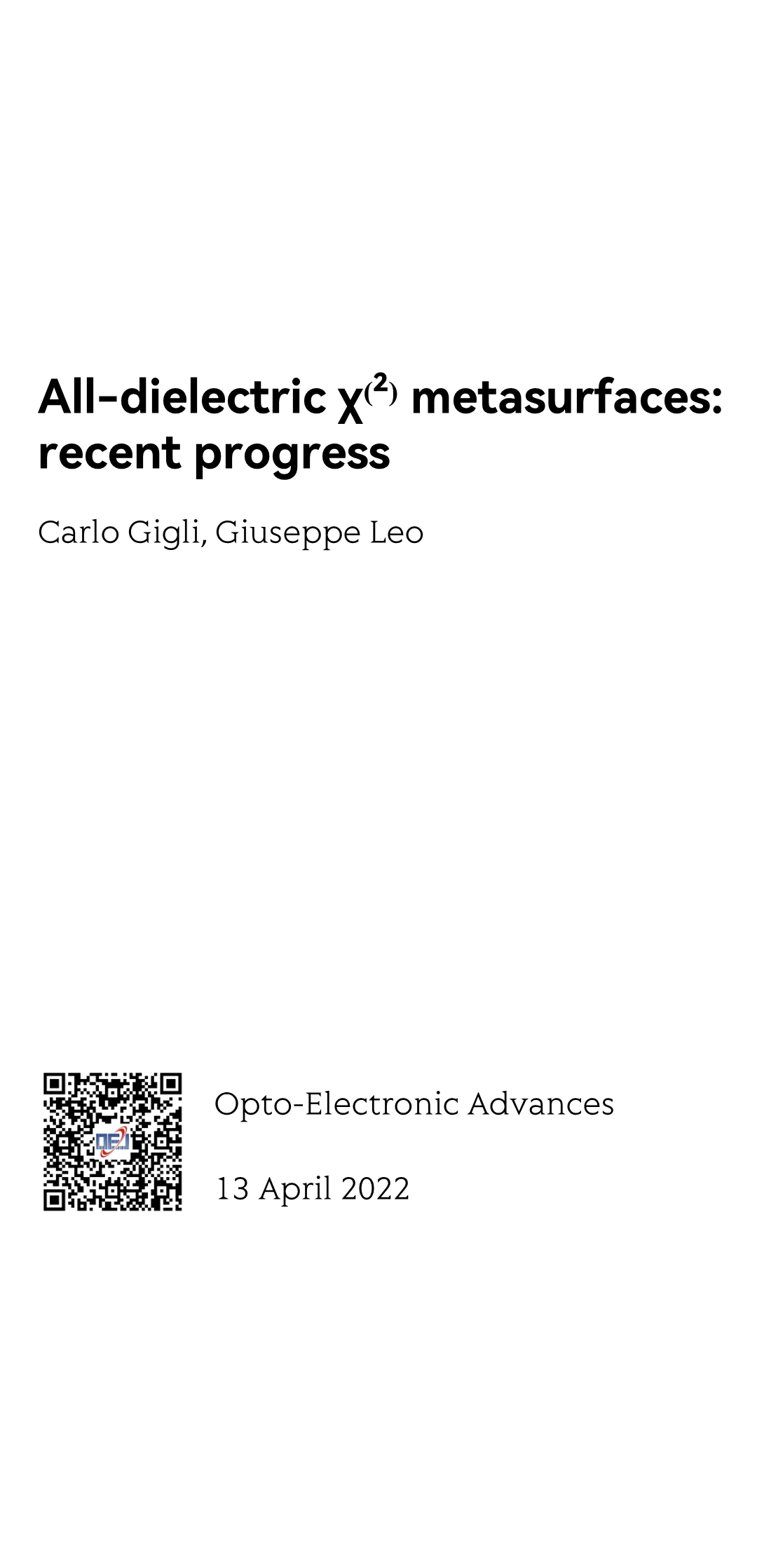 All-dielectric χ⁽²⁾ metasurfaces: recent progress_1