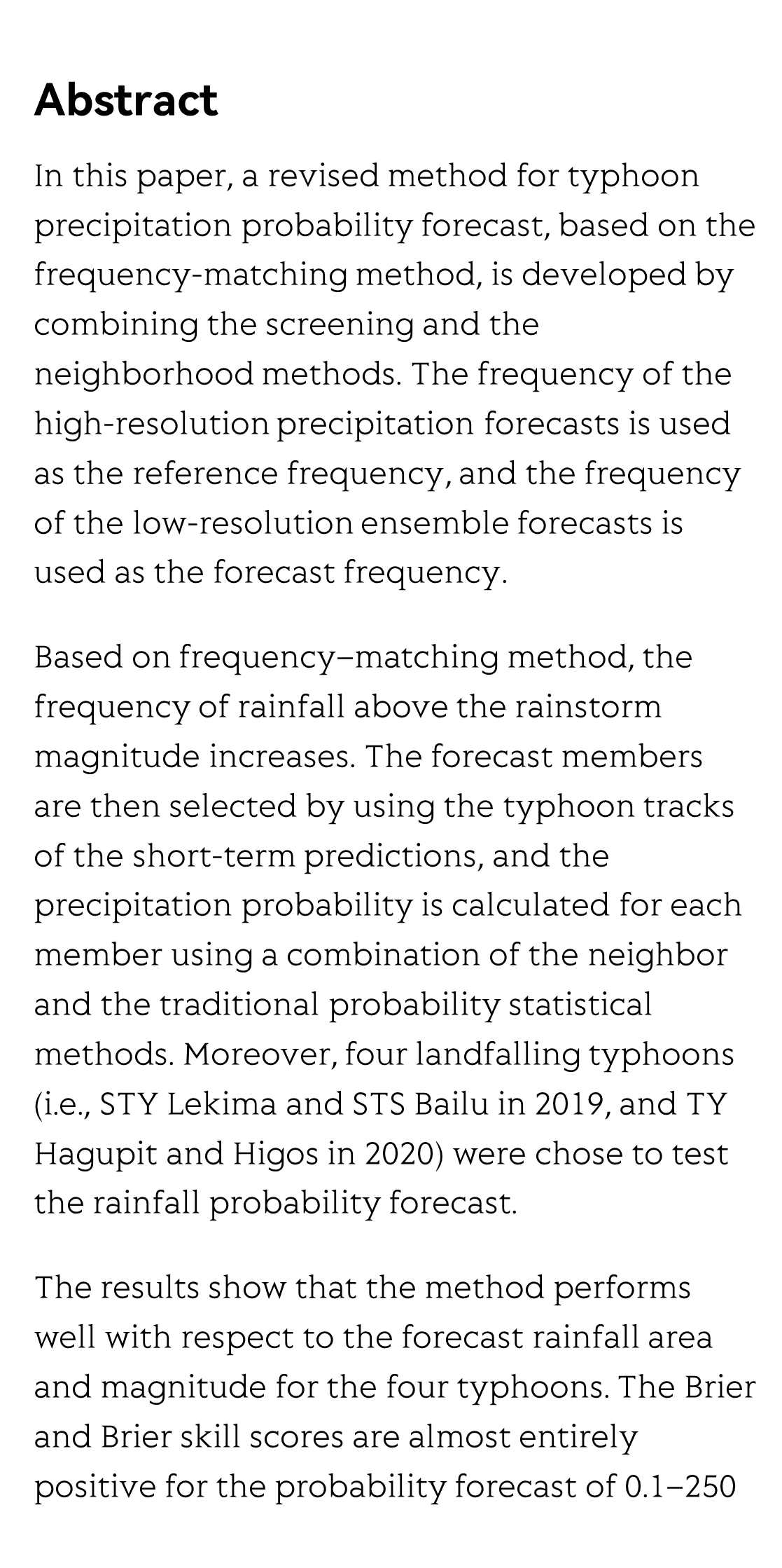 Application of the frequency-matching method in the probability forecast of landfalling typhoon rainfall_2