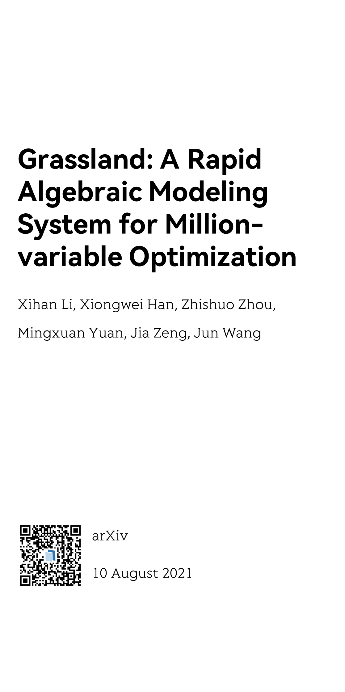 Grassland: A Rapid Algebraic Modeling System for Million-variable Optimization_1