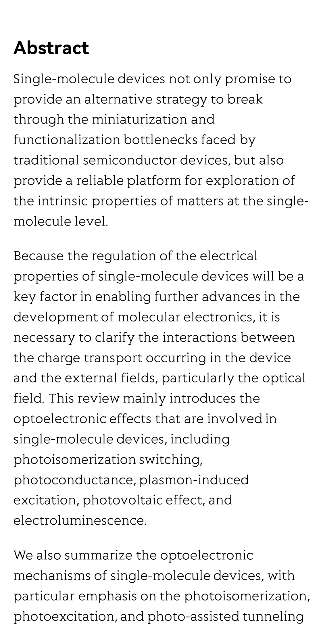 Single-molecule optoelectronic devices: physical mechanism and beyond_2