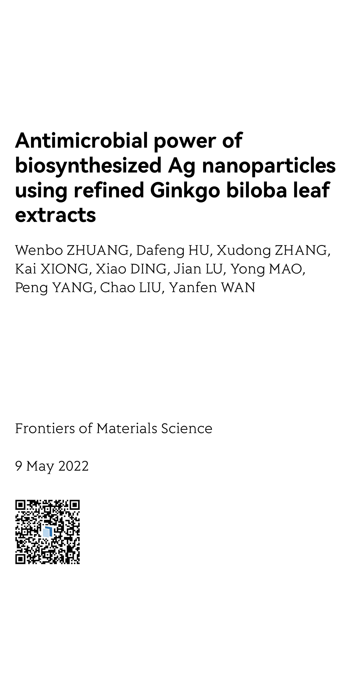 Antimicrobial power of biosynthesized Ag nanoparticles using refined Ginkgo biloba leaf extracts_1