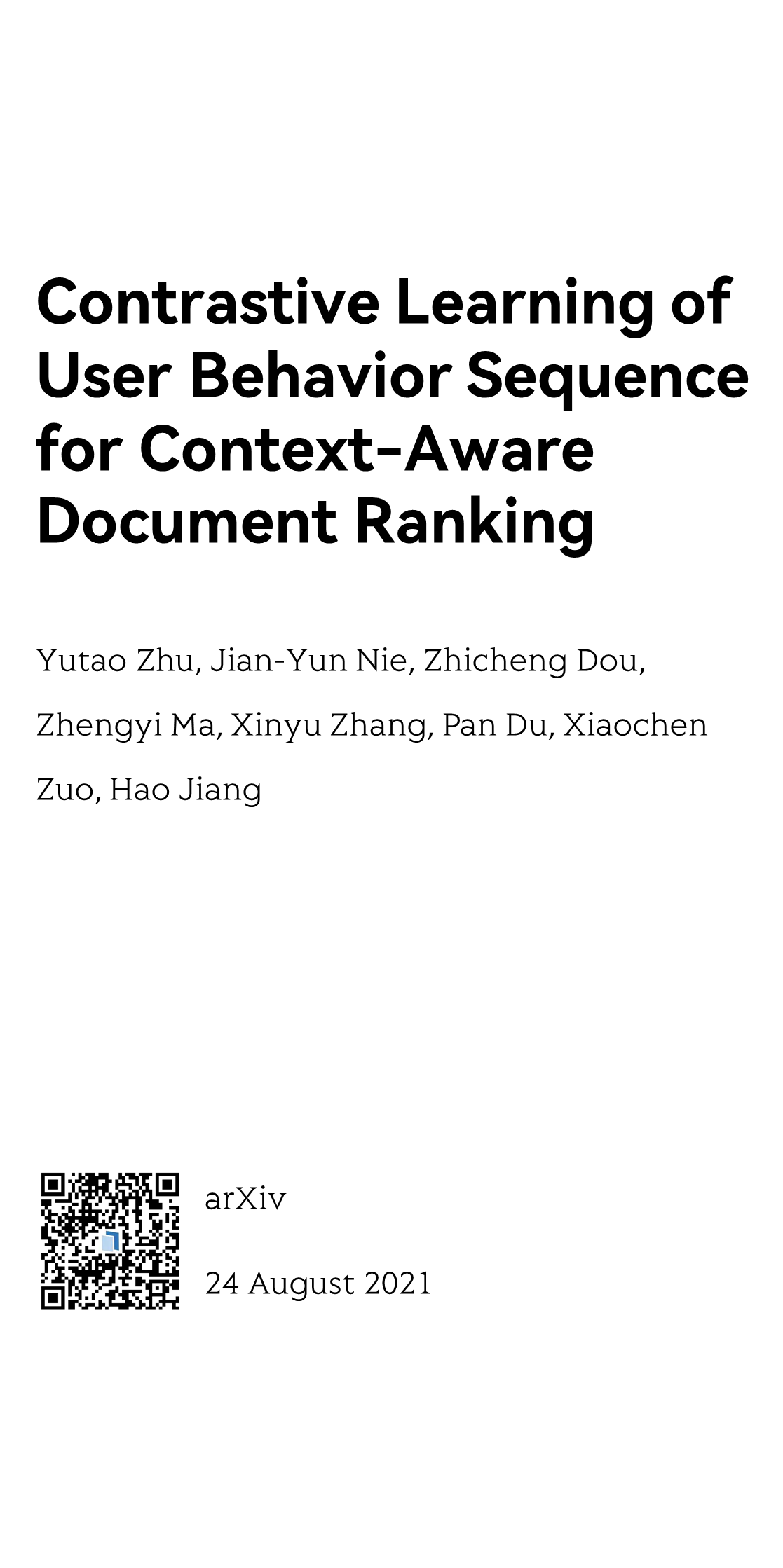 Contrastive Learning of User Behavior Sequence for Context-Aware Document Ranking_1