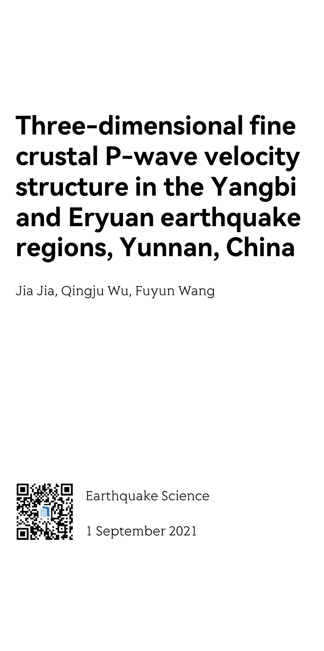Three-dimensional fine crustal P-wave velocity structure in the Yangbi and Eryuan earthquake regions, Yunnan, China_1