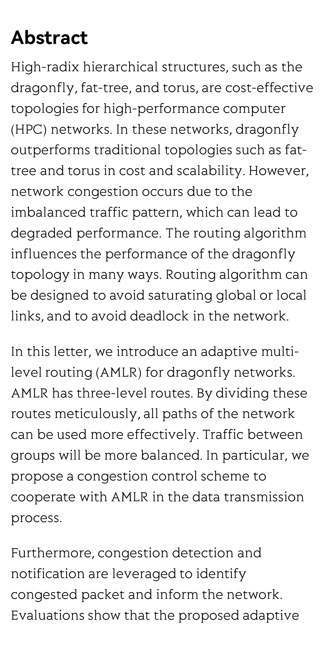 AMLR: An Adaptive Multi-level Routing Algorithm for Dragonfly Network_2