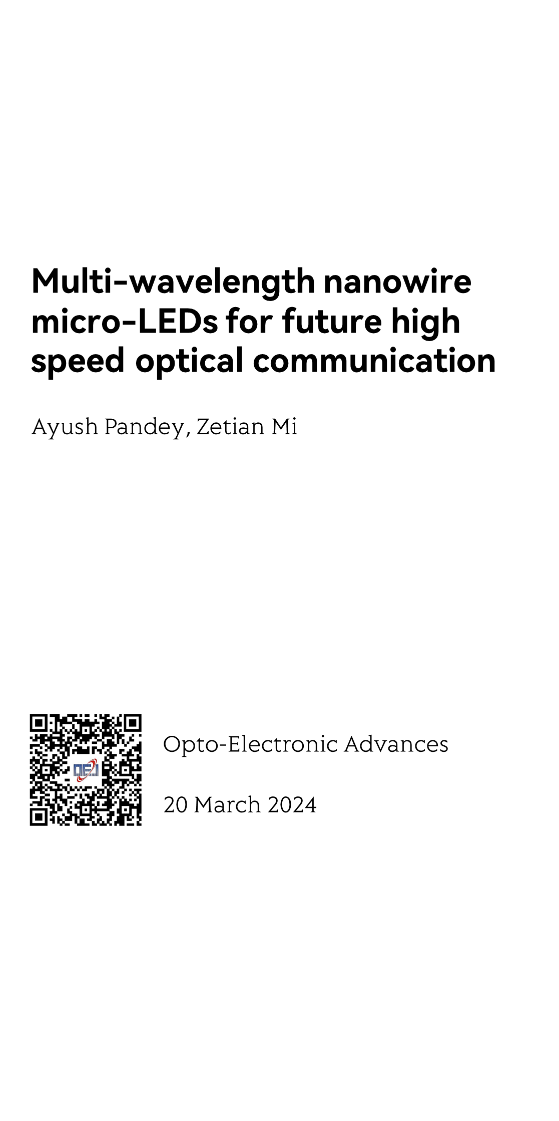 Multi-wavelength nanowire micro-LEDs for future high speed optical communication_1