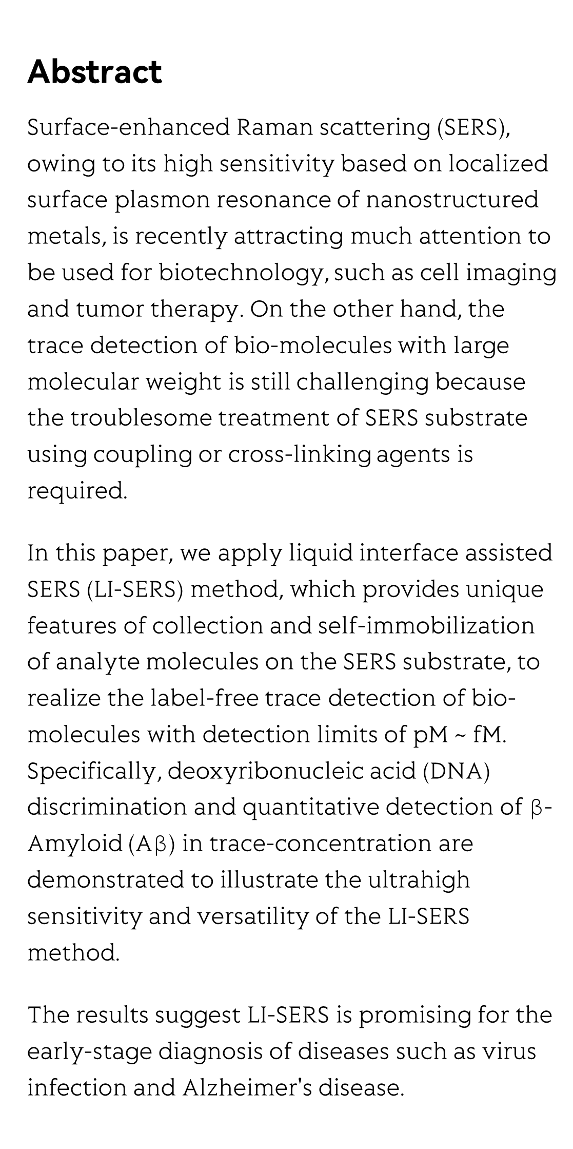 Label-free trace detection of bio-molecules by liquid-interface assisted surface-enhanced Raman scattering using a microfluidic chip_2