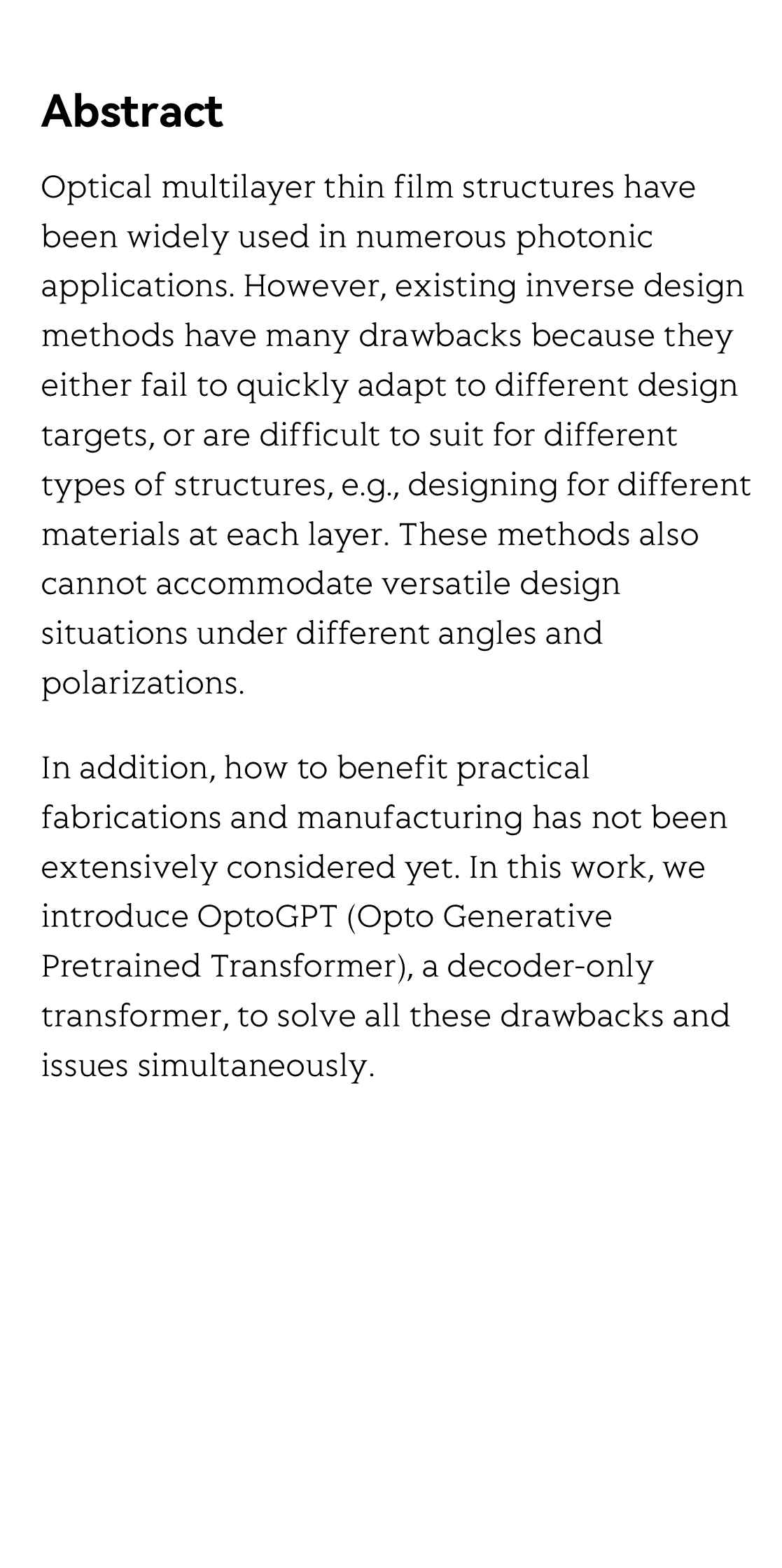 OptoGPT: A foundation model for inverse design in optical multilayer thin film structures_2