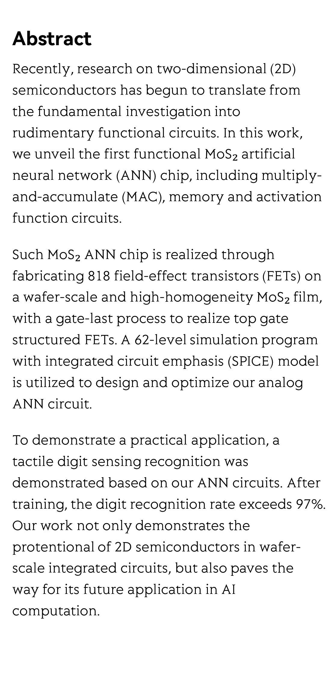 An artificial neural network chip based on two-dimensional semiconductor_2