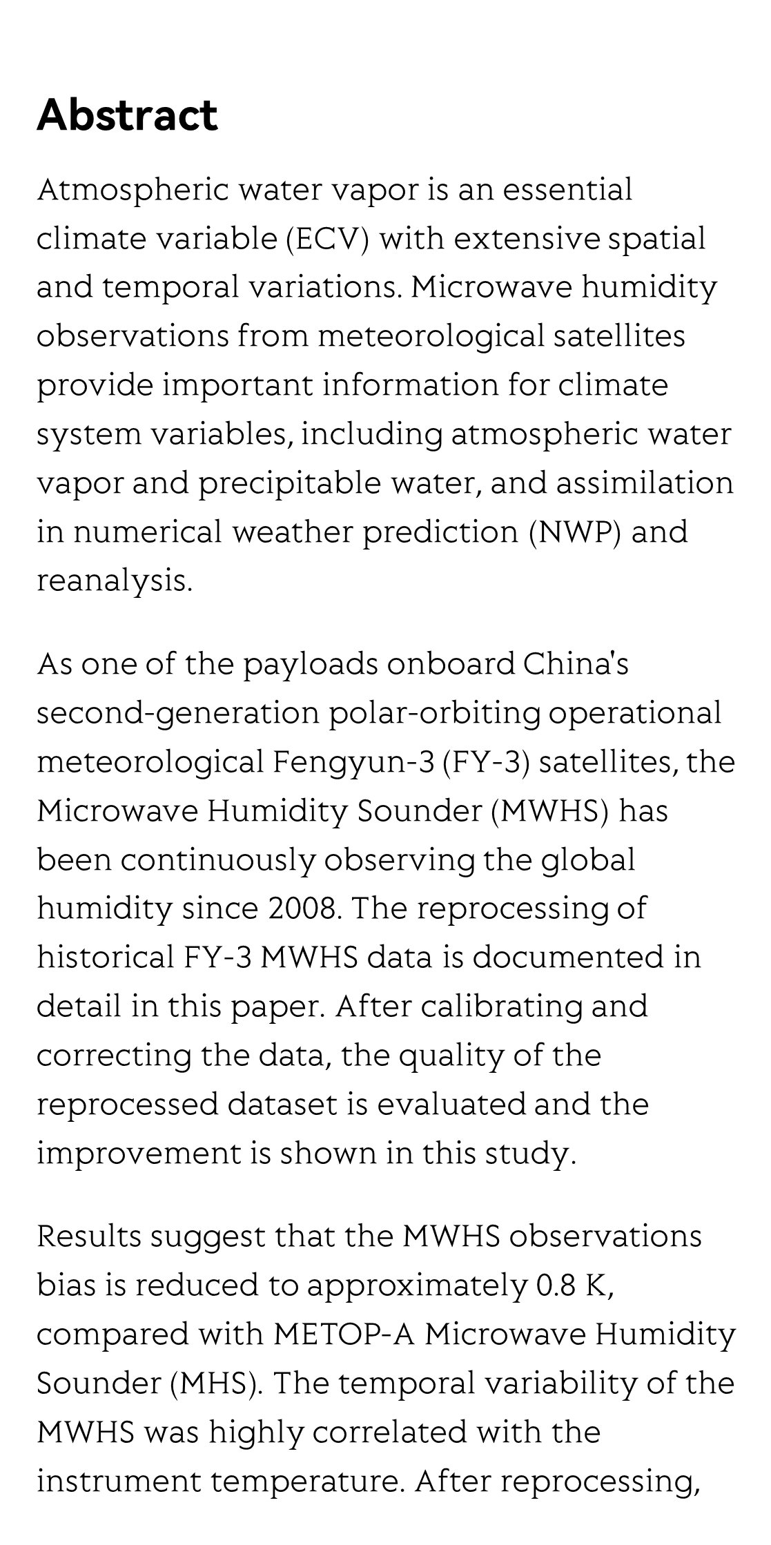 Reprocessing Twelve-Years of Fengyun-3 Microwave Humidity Sounder Historical Data_2