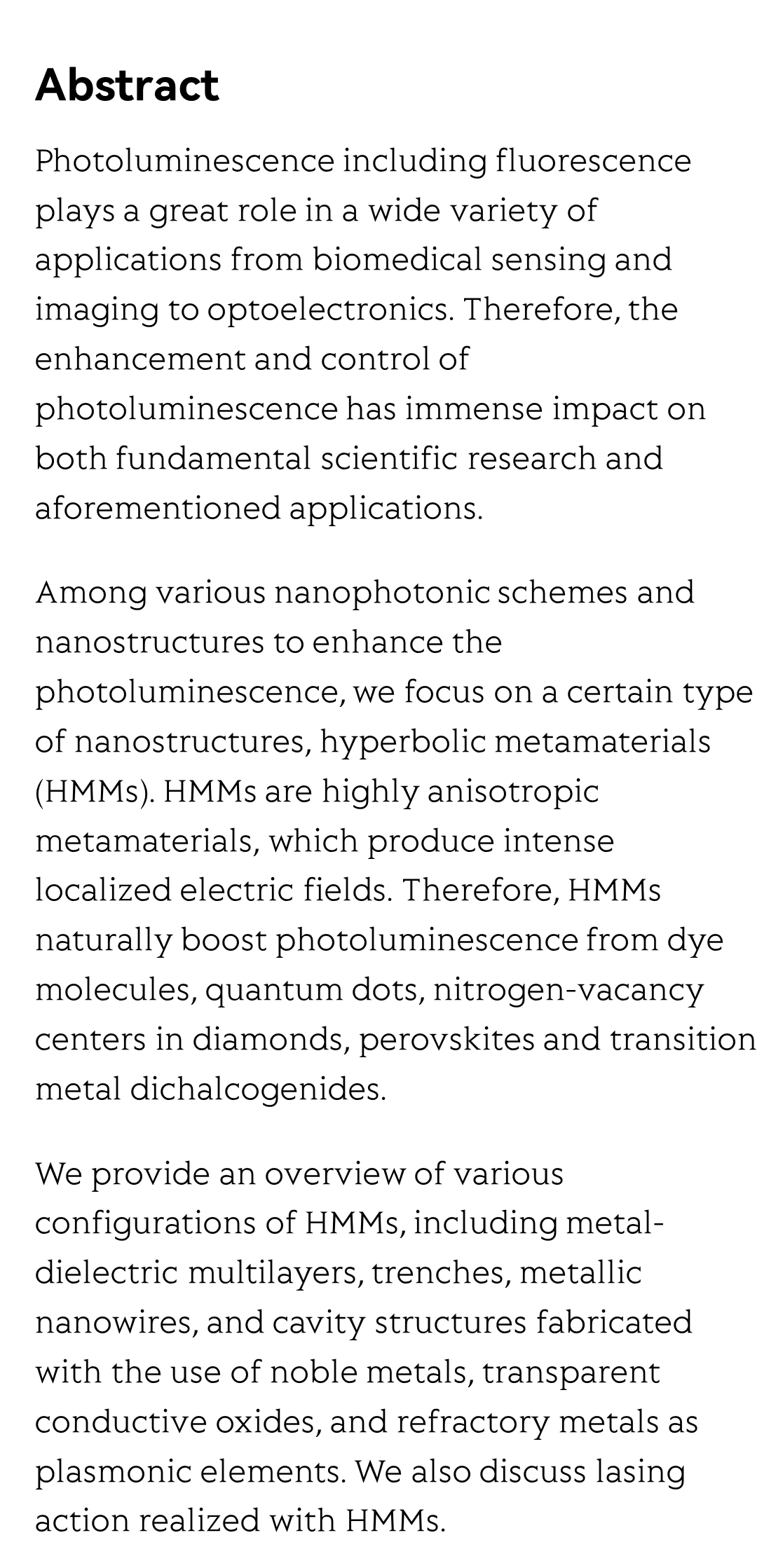 Photoluminescence control by hyperbolic metamaterials and metasurfaces: a review_2