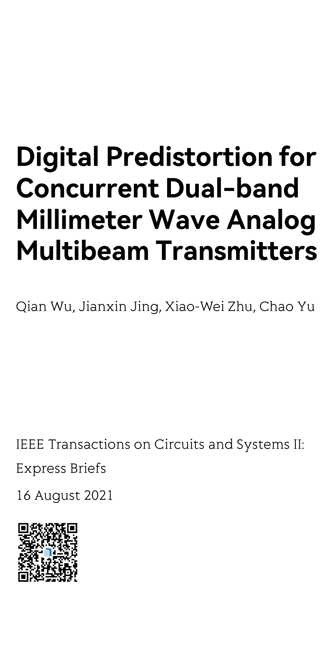 Digital Predistortion for Concurrent Dual-band Millimeter Wave Analog Multibeam Transmitters_1