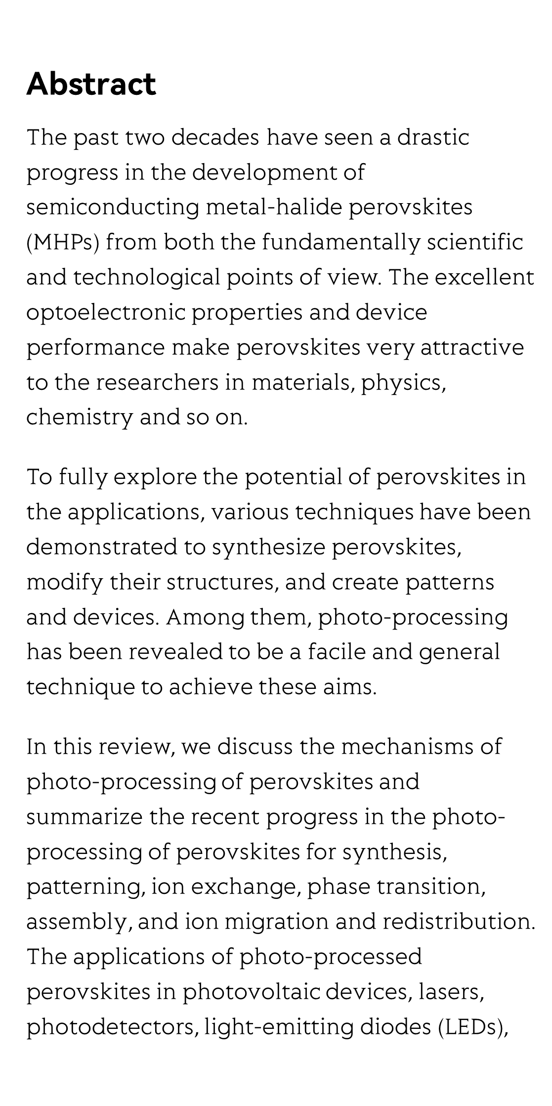 Photo-processing of perovskites: current research status and challenges_2