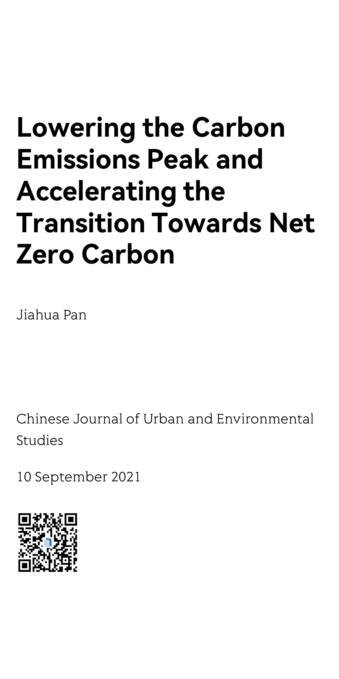 Lowering the Carbon Emissions Peak and Accelerating the Transition Towards Net Zero Carbon_1