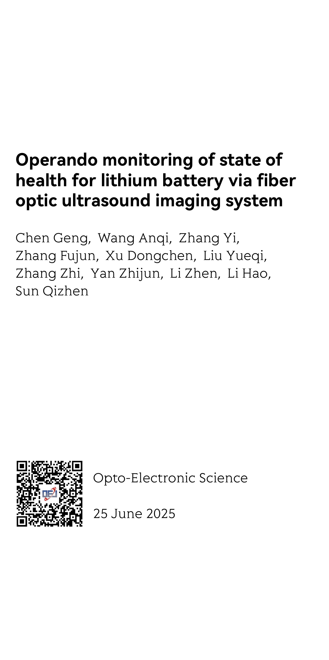 Operando monitoring of state of health for lithium battery via fiber optic ultrasound imaging system_1