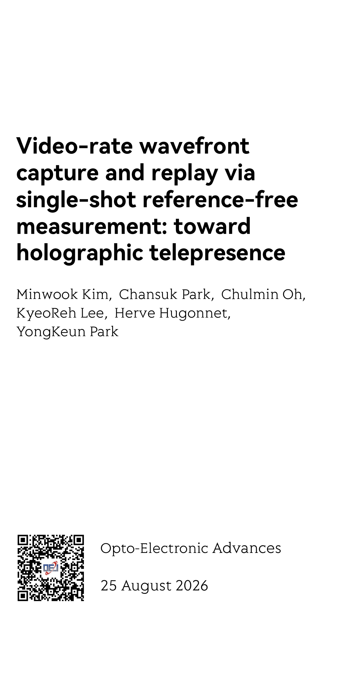 Video-rate wavefront capture and replay via single-shot reference-free measurement: toward holographic telepresence_1