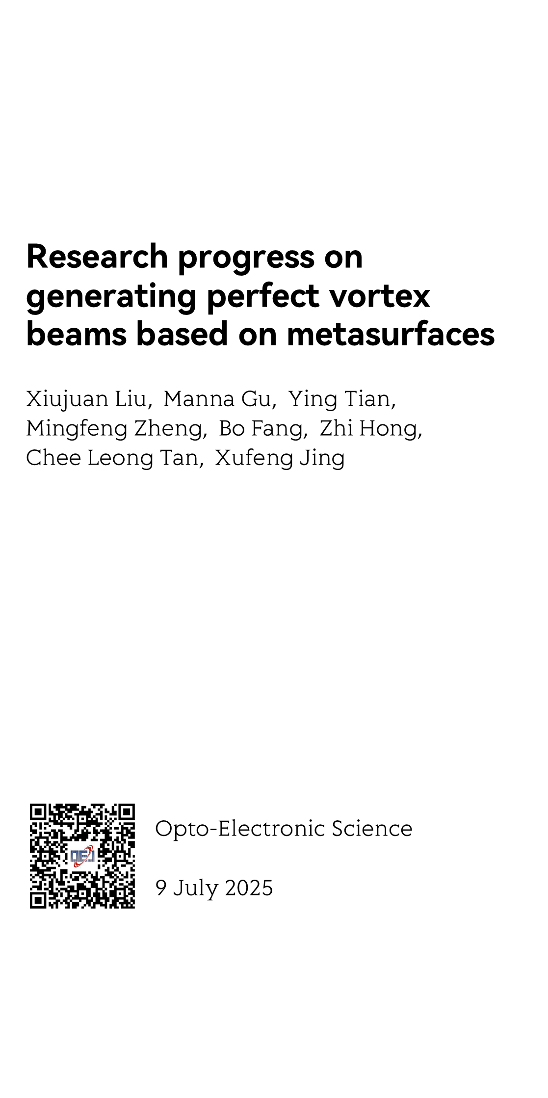 Research progress on generating perfect vortex beams based on metasurfaces_1