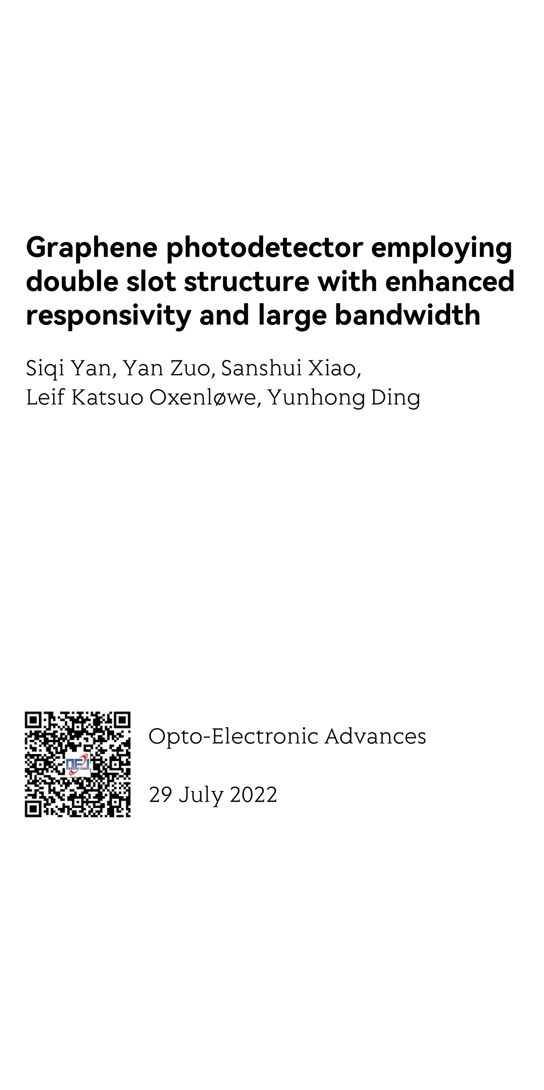 Graphene photodetector employing double slot structure with enhanced responsivity and large bandwidth_1