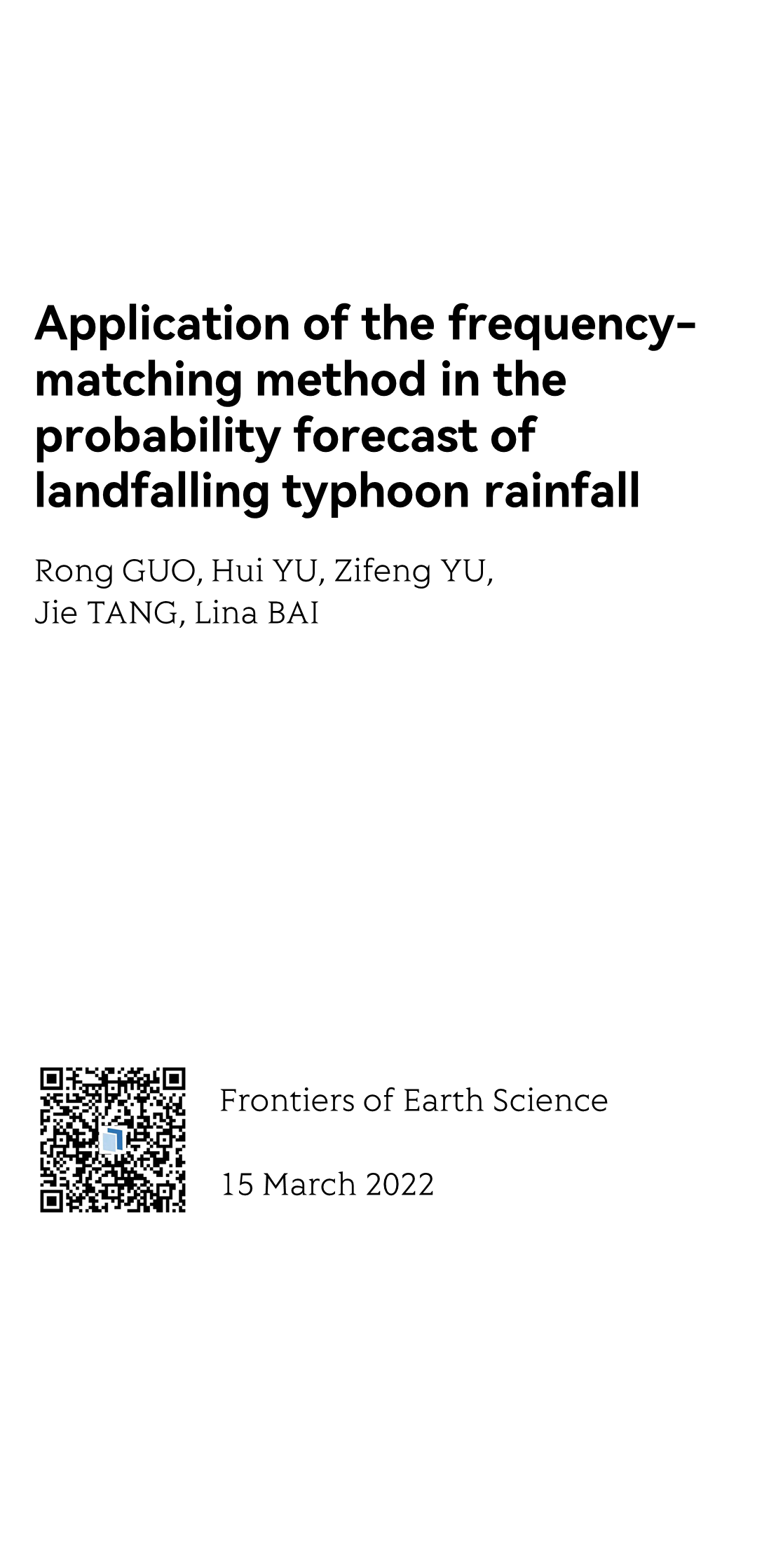 Application of the frequency-matching method in the probability forecast of landfalling typhoon rainfall_1