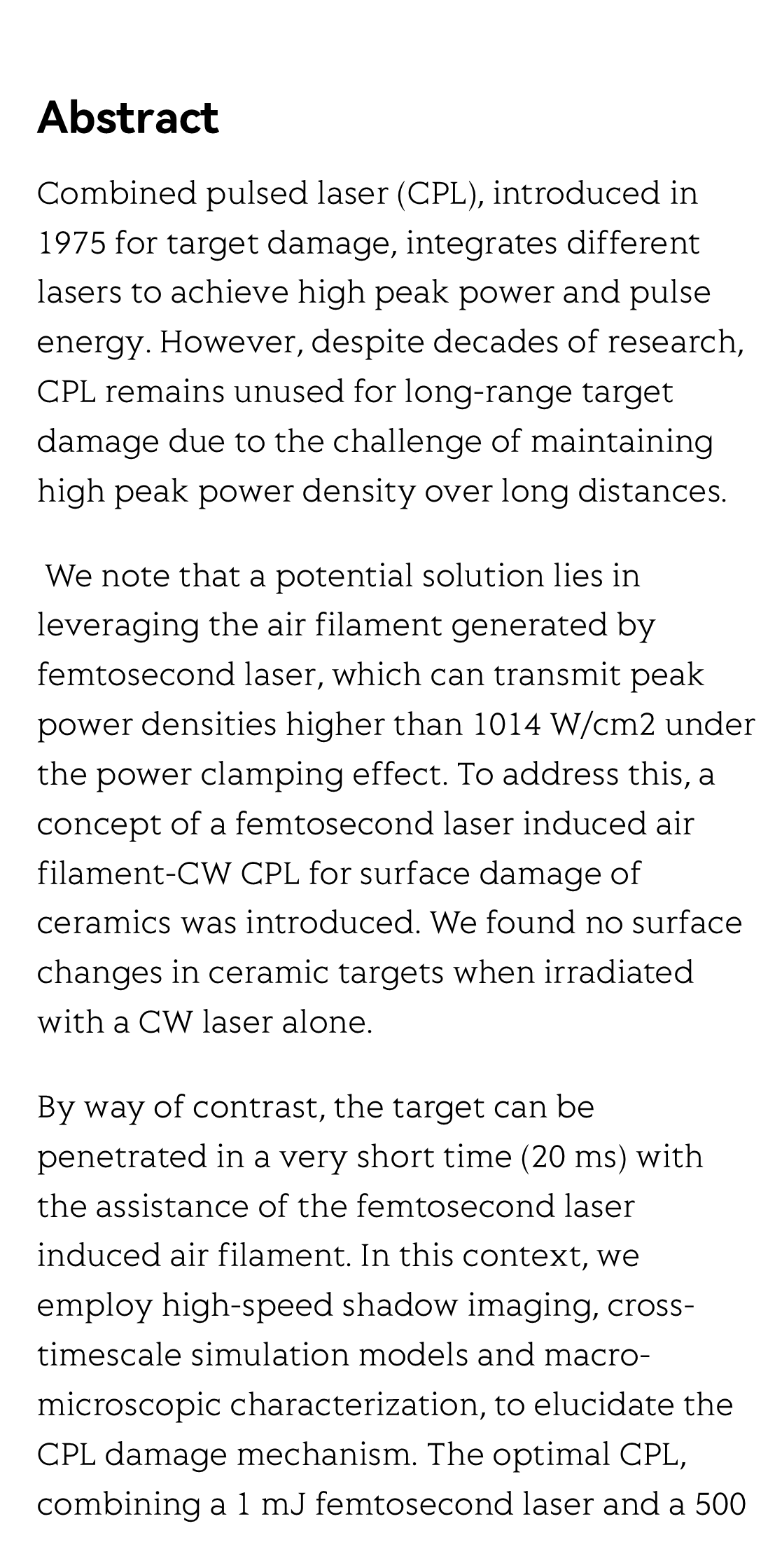 CW laser damage of ceramics induced by air filament_2