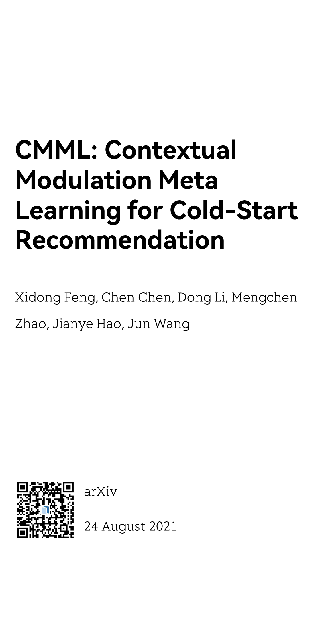 CMML: Contextual Modulation Meta Learning for Cold-Start Recommendation_1