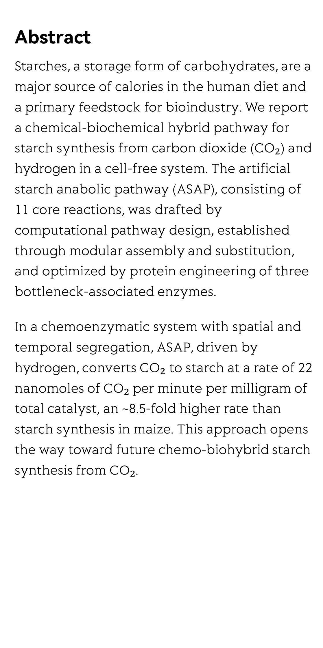Cell-free chemoenzymatic starch synthesis from carbon dioxide_2