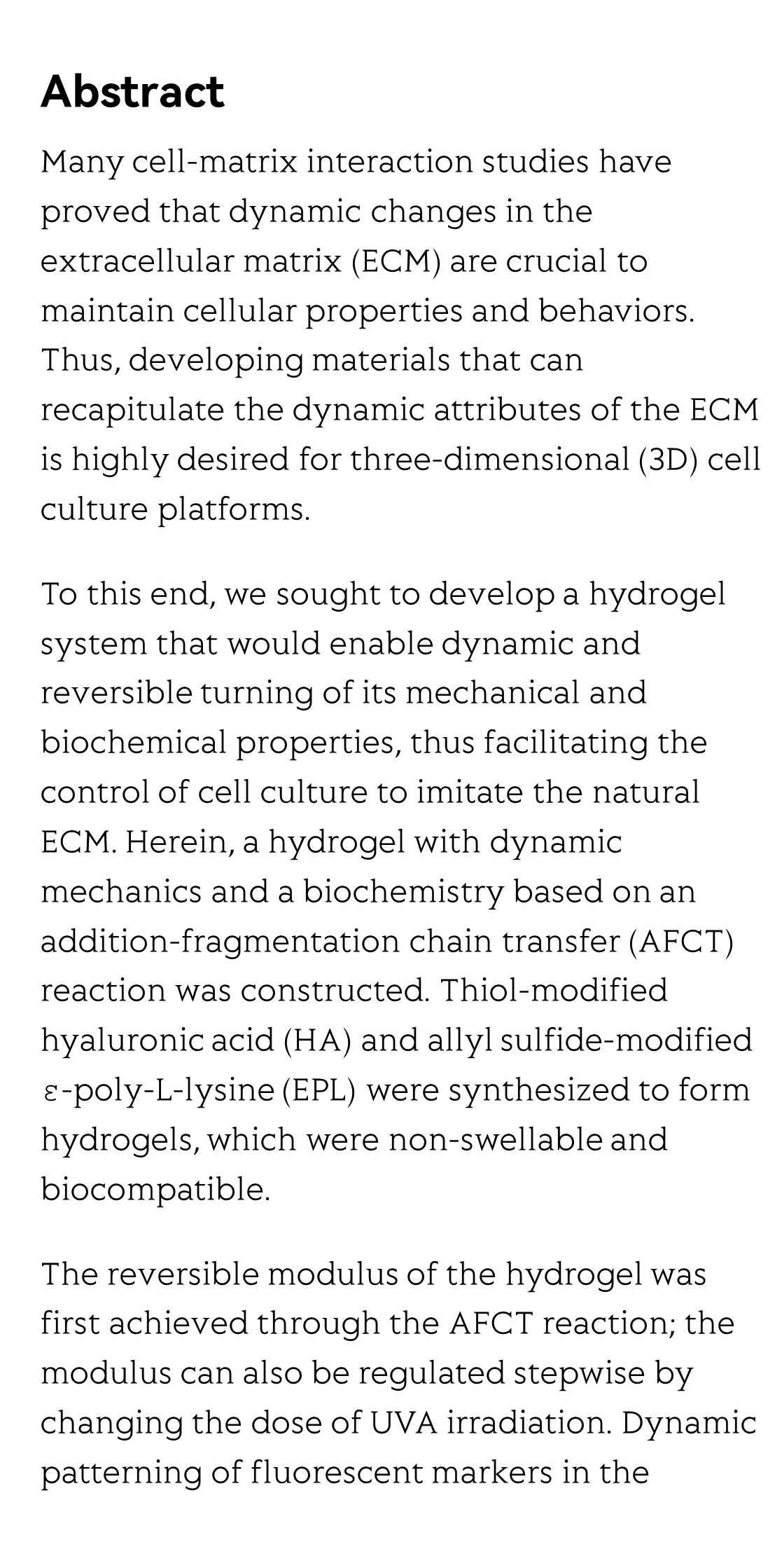 Hydrogels with Dynamically Controllable Mechanics and Biochemistry for 3D Cell Culture Platforms_2