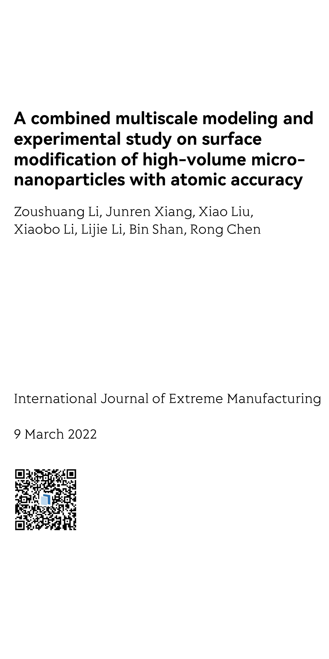 A combined multiscale modeling and experimental study on surface modification of high-volume micro-nanoparticles with atomic accuracy_1