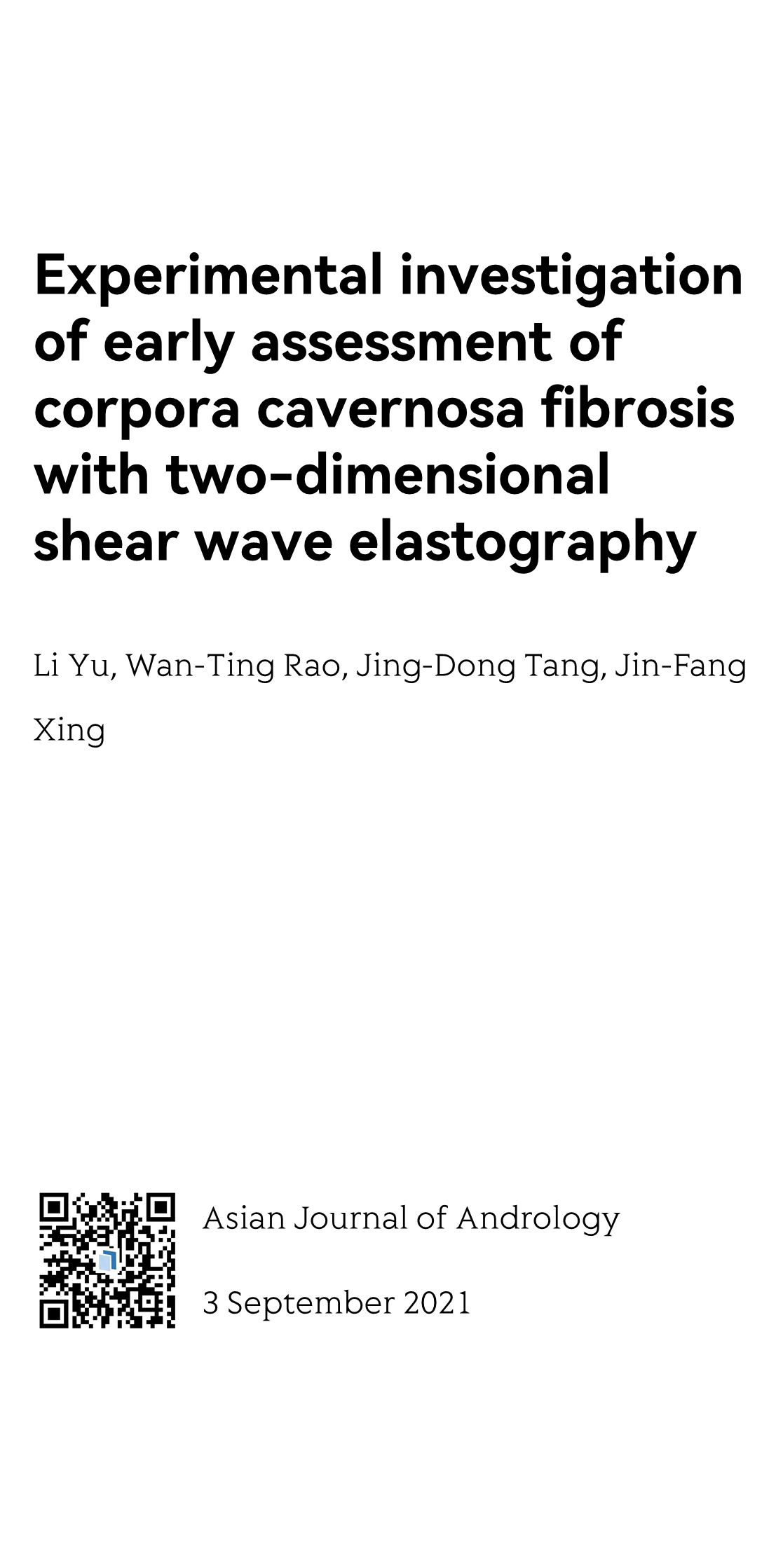 Experimental investigation of early assessment of corpora cavernosa fibrosis with two-dimensional shear wave elastography_1