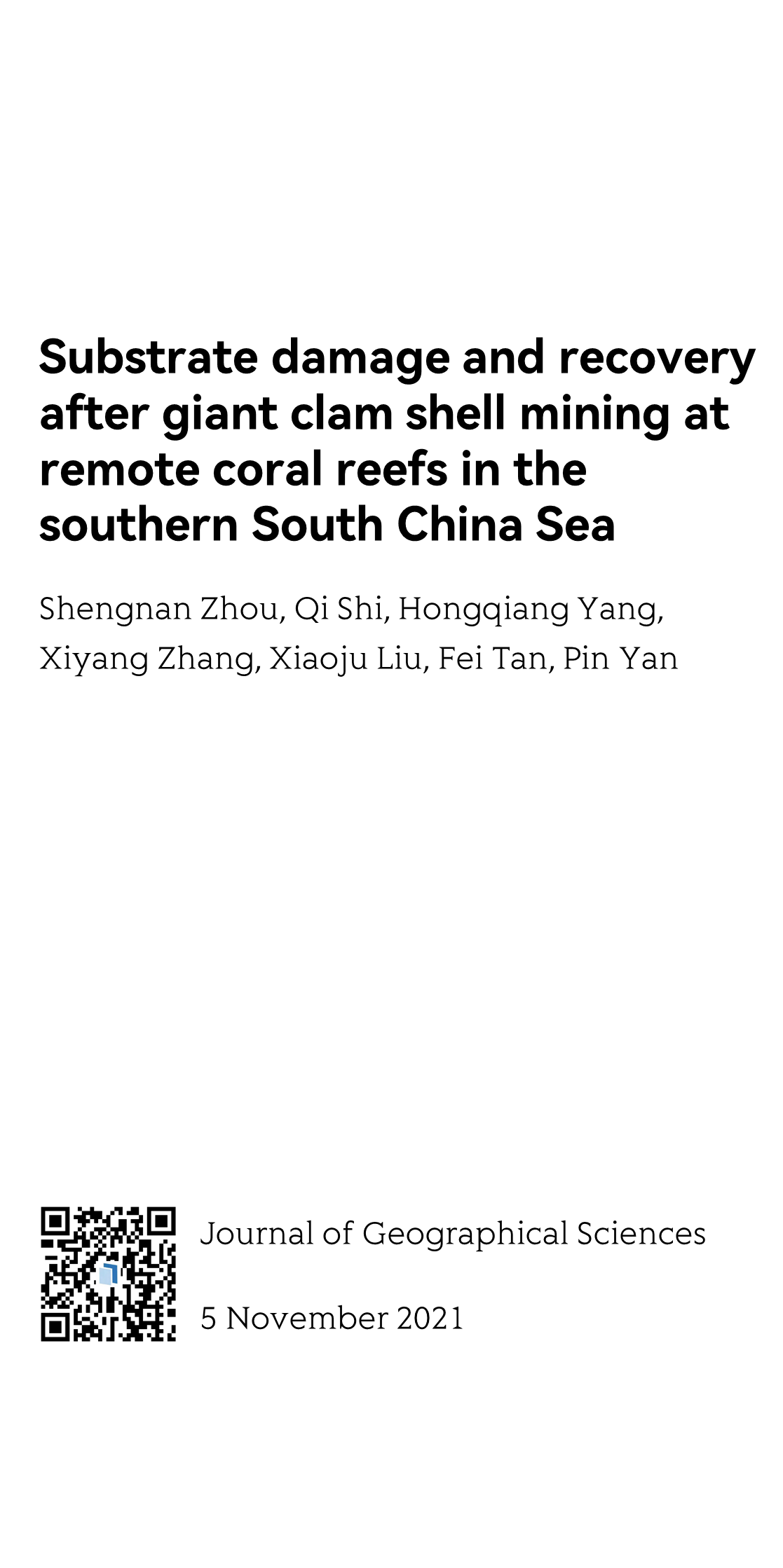 Substrate damage and recovery after giant clam shell mining at remote coral reefs in the southern South China Sea_1