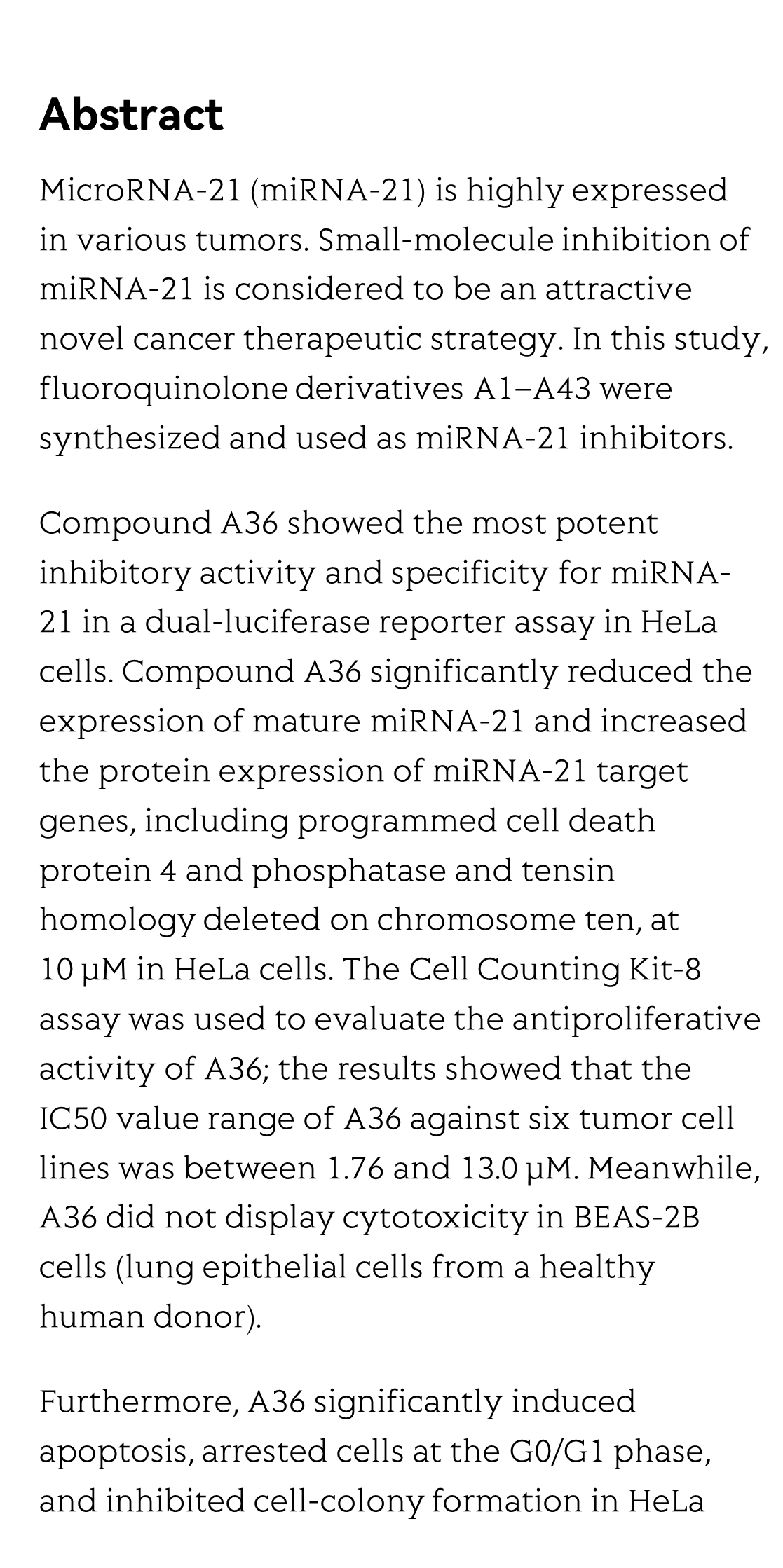 Design, synthesis, and evaluation of fluoroquinolone derivatives as MicroRNA-21 small-molecule inhibitors_2