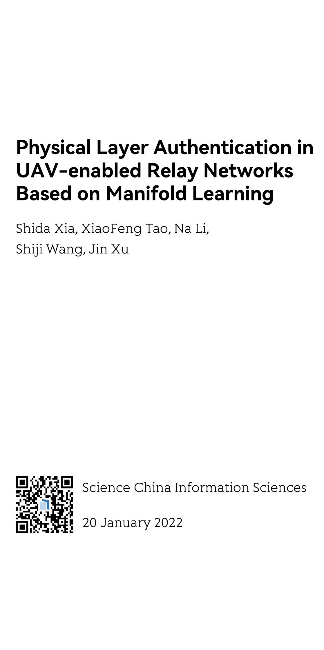 Physical Layer Authentication in UAV-enabled Relay Networks Based on Manifold Learning_1