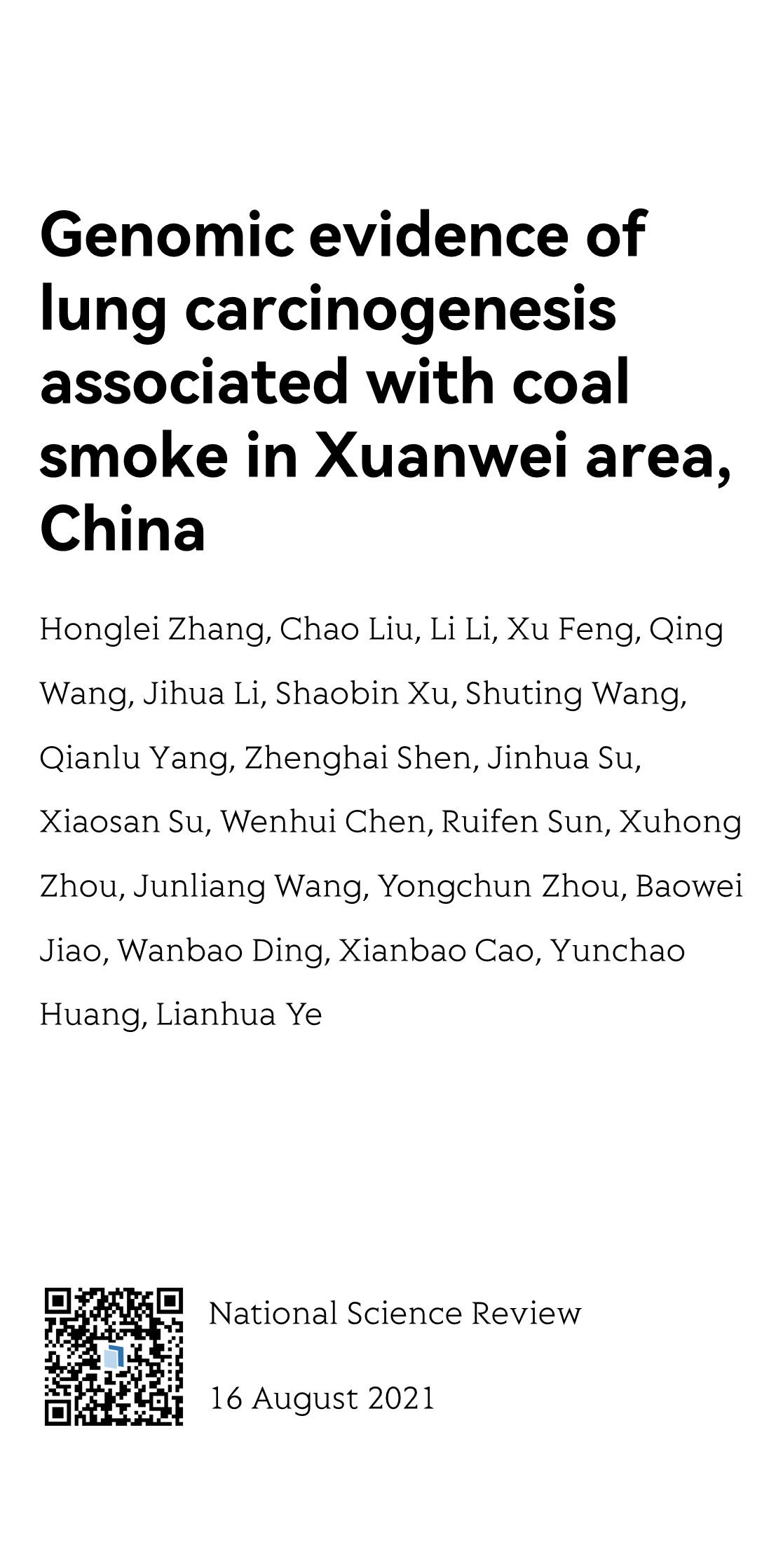 Genomic evidence of lung carcinogenesis associated with coal smoke in Xuanwei area, China_1