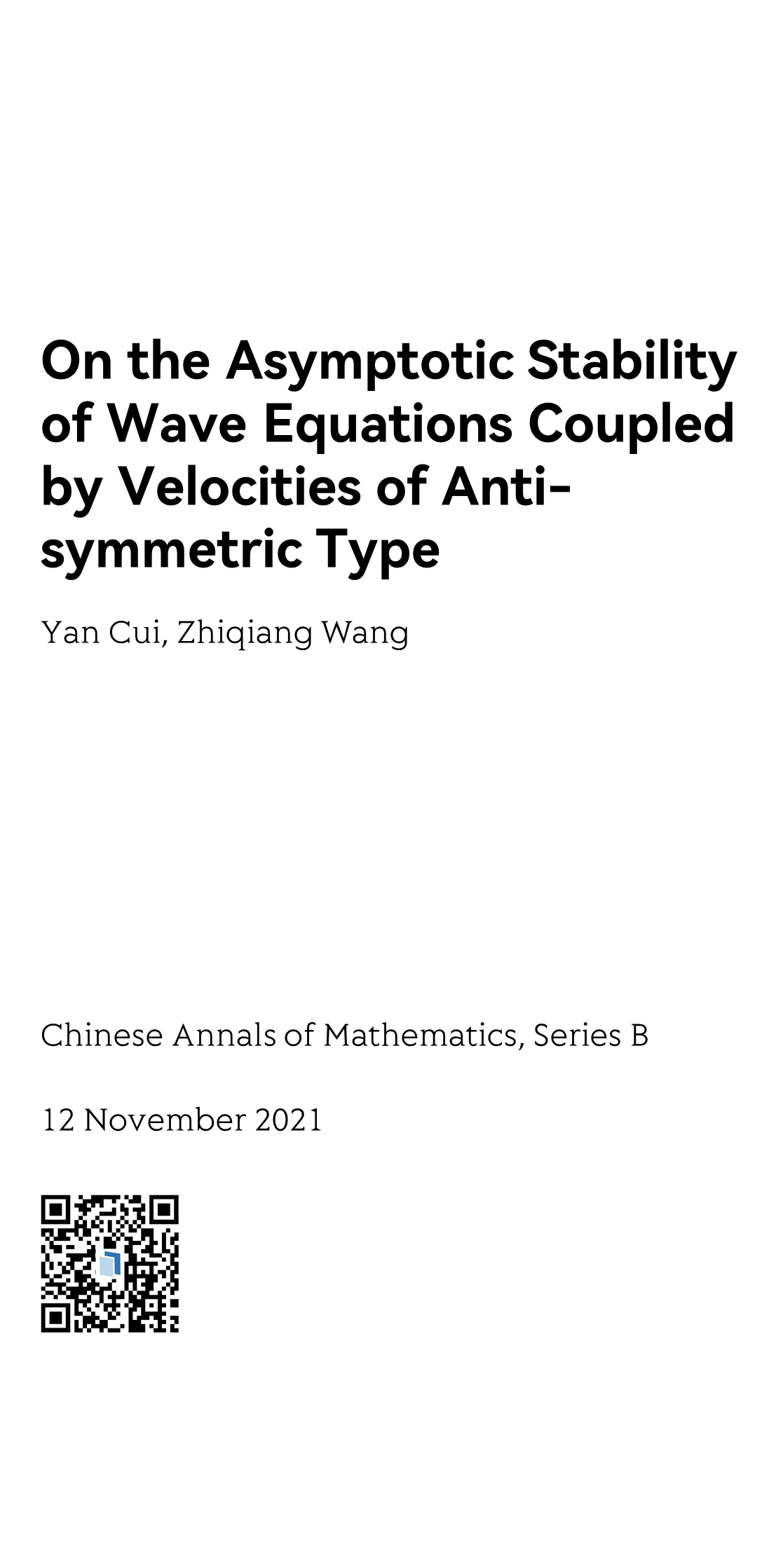 On the Asymptotic Stability of Wave Equations Coupled by Velocities of Anti-symmetric Type_1