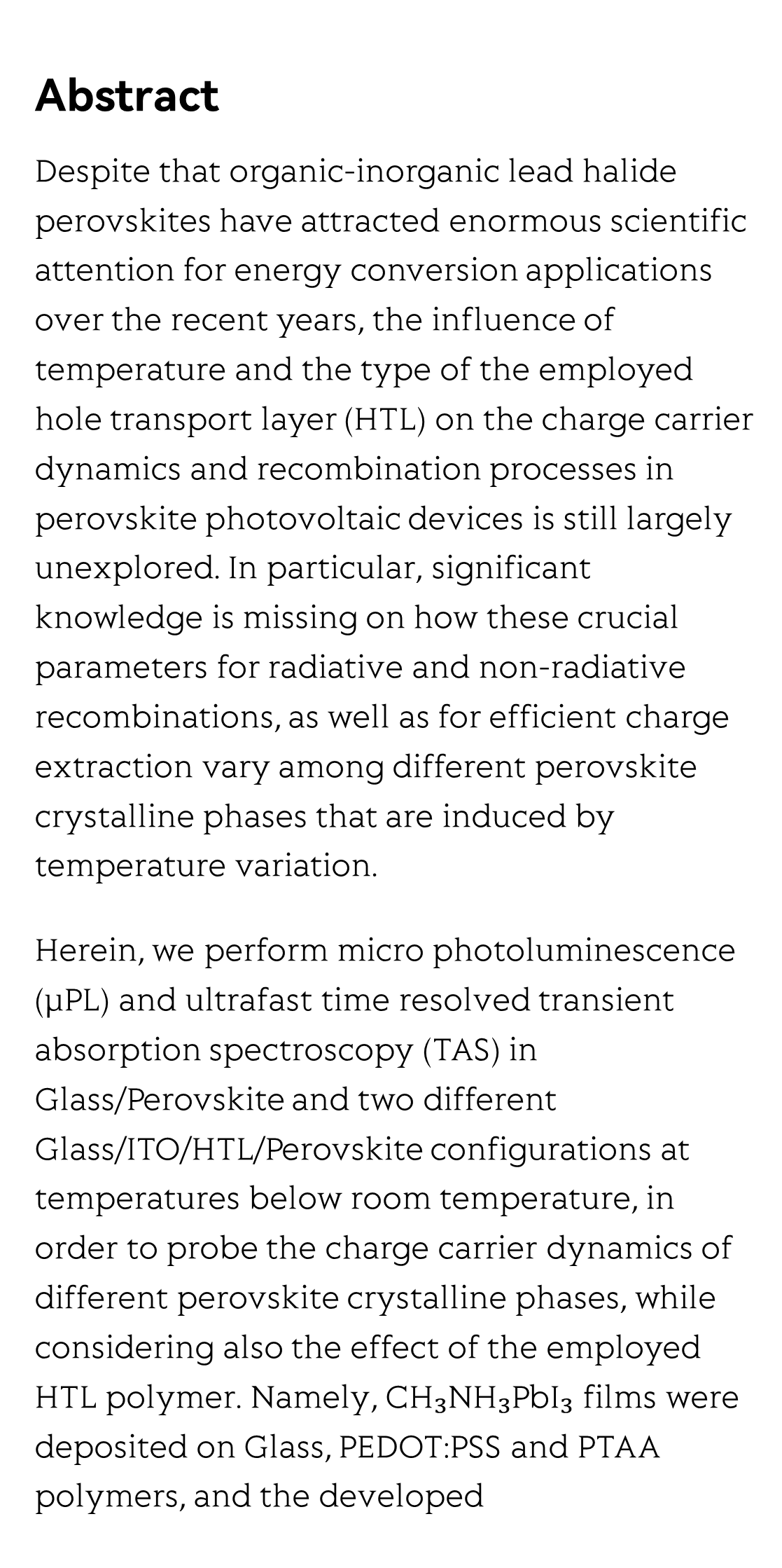 Charge carrier dynamics in different crystal phases of CH₃NH₃PbI₃ perovskite_2