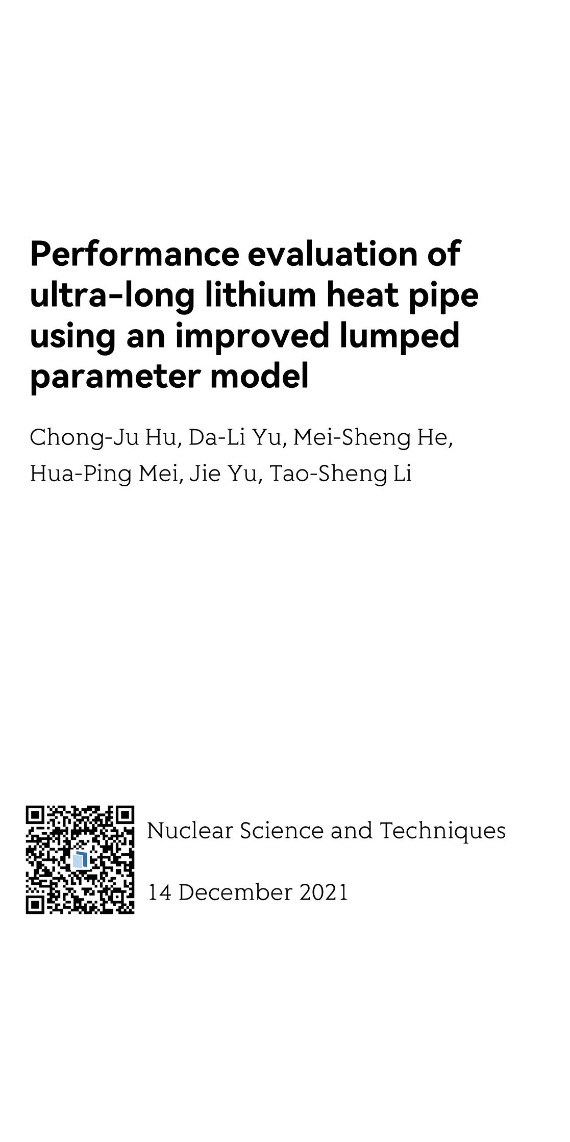 Performance evaluation of ultra-long lithium heat pipe using an improved lumped parameter model_1