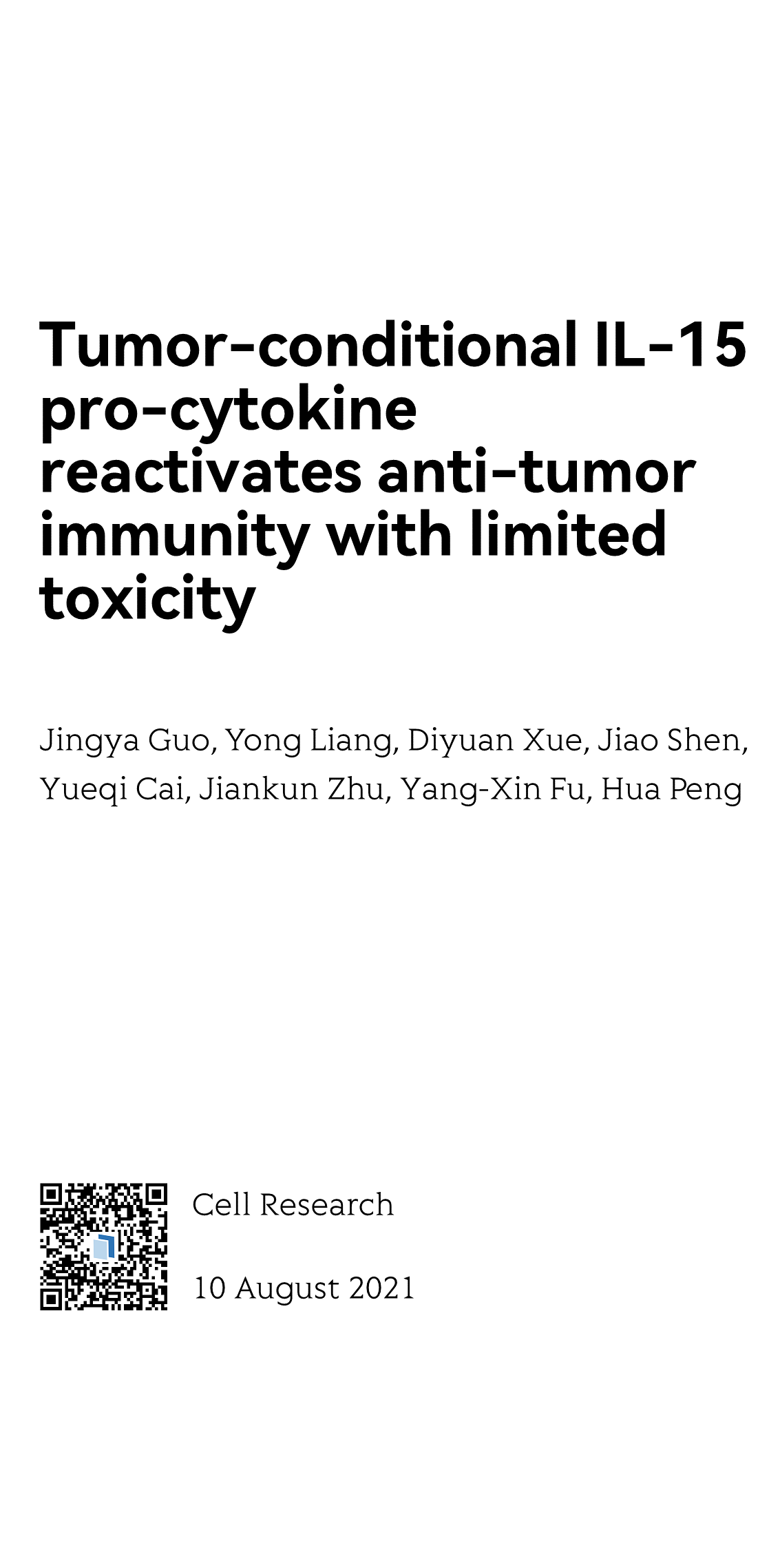Tumor-conditional IL-15 pro-cytokine reactivates anti-tumor immunity with limited toxicity_1