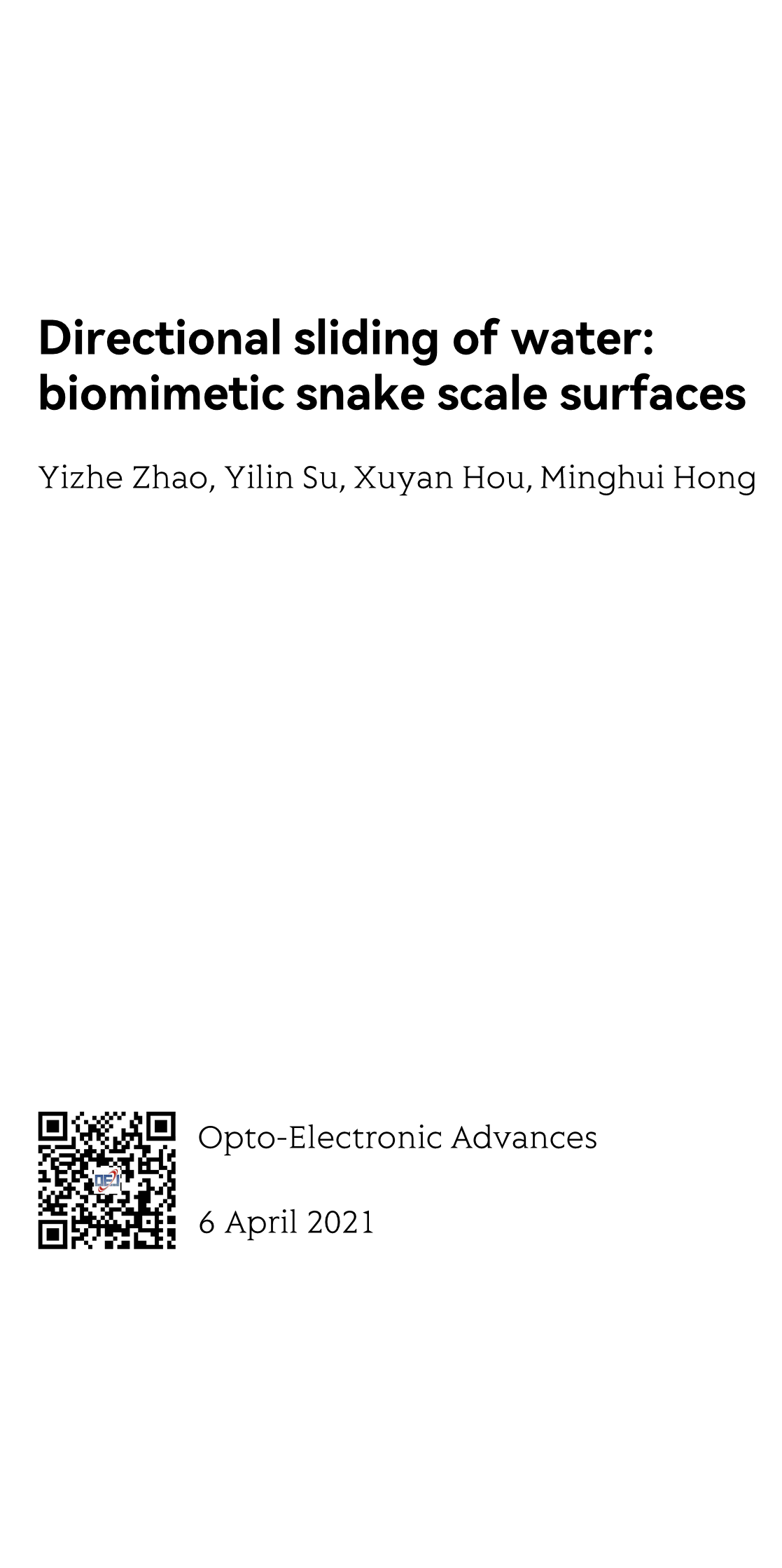 Directional sliding of water: biomimetic snake scale surfaces_1