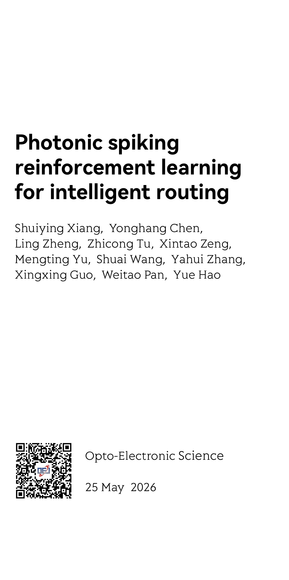 Photonic spiking reinforcement learning for intelligent routing_1