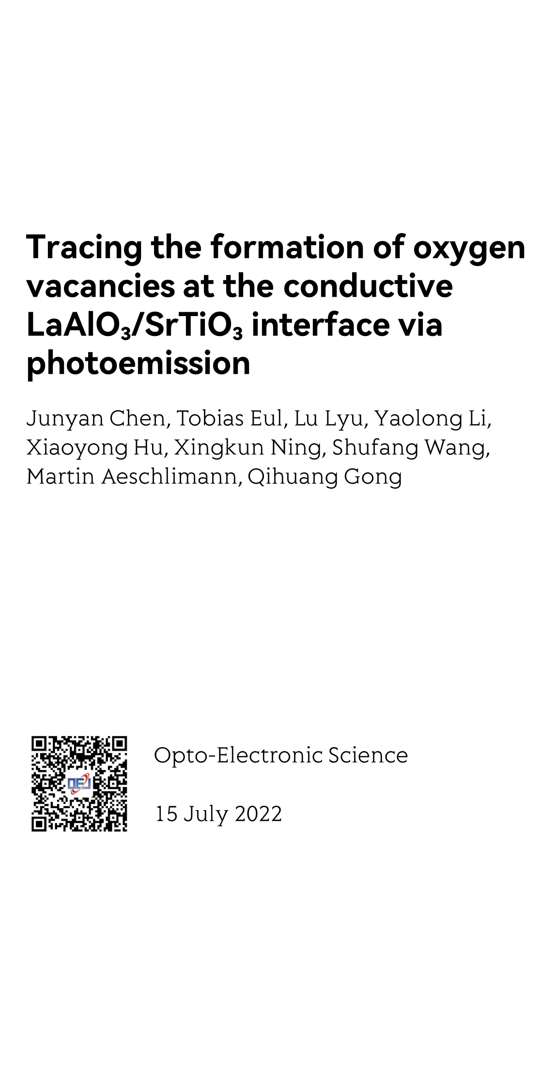 Tracing the formation of oxygen vacancies at the conductive LaAlO₃/SrTiO₃ interface via photoemission_1
