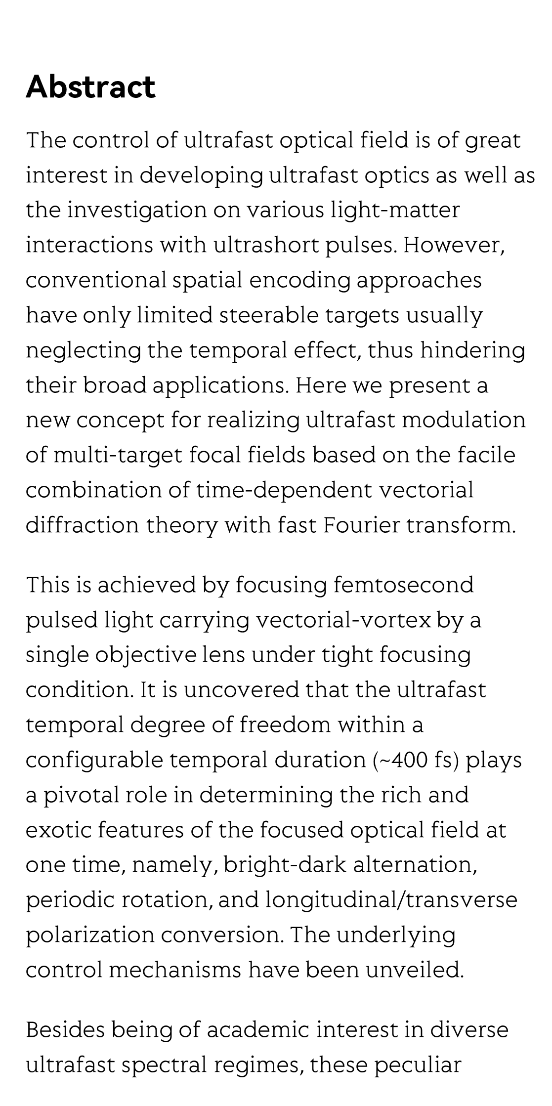 Ultrafast multi-target control of tightly focused light fields_2