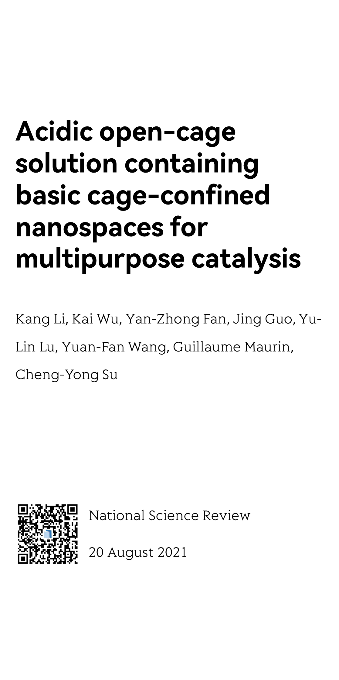 Acidic open-cage solution containing basic cage-confined nanospaces for multipurpose catalysis_1